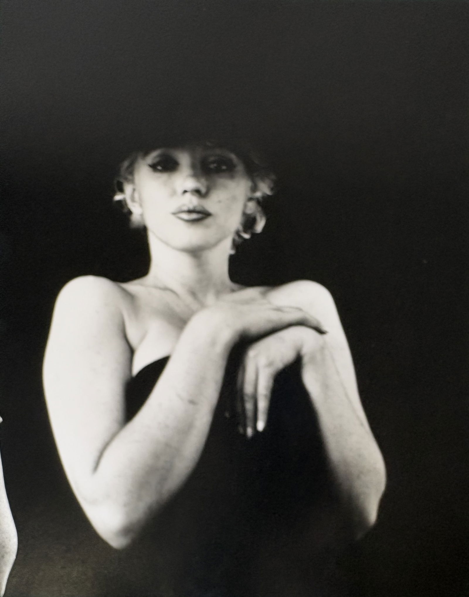 MILTON GREENE MARILYN THE BLACK SITTING DUOTONE PRINT: Milton Greene Marilyn The Black Sitting Duotone Print professionally mounted to conservation board measuring at 9.25x11.5 inches.