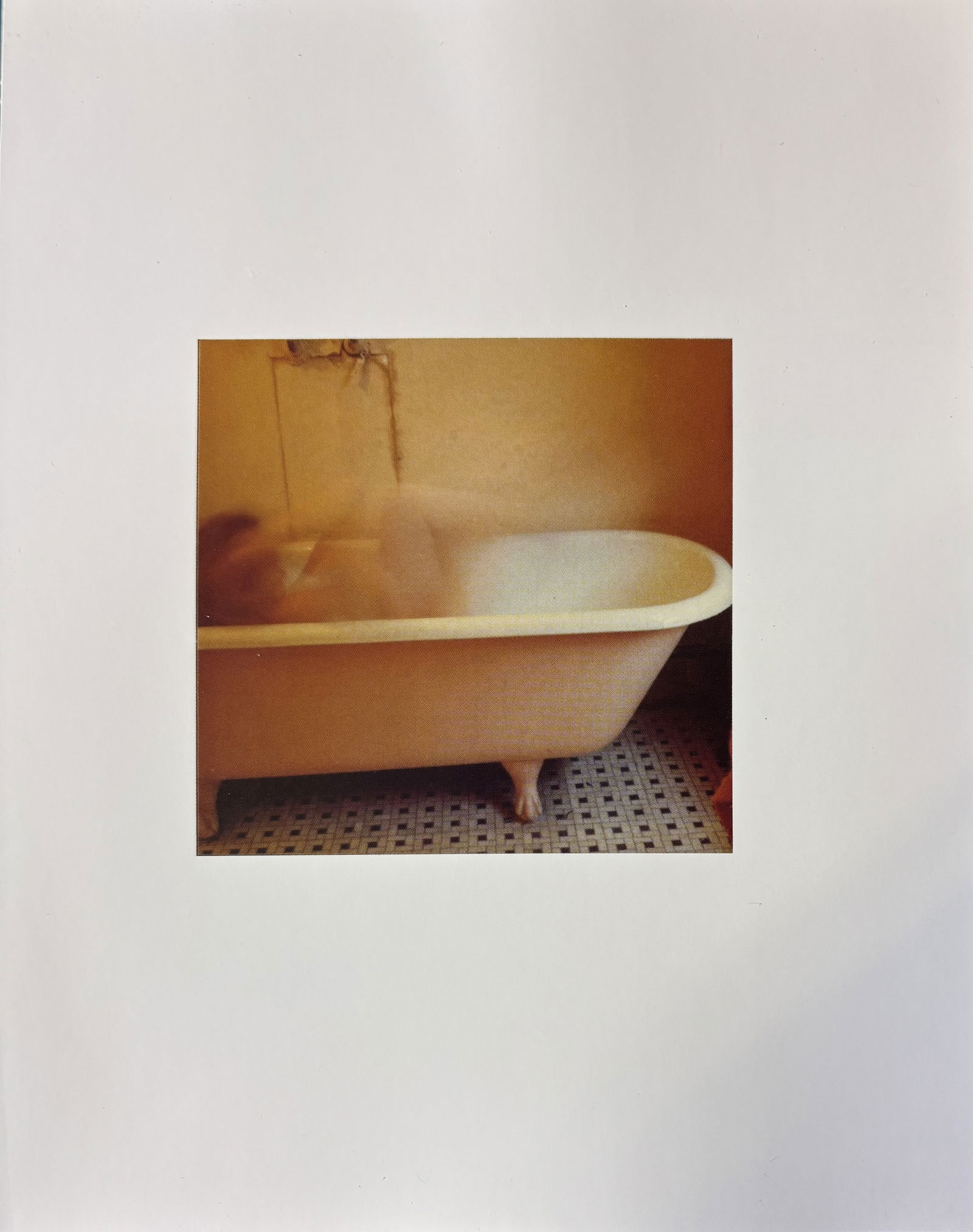 FRANCESCA WOODMAN BATHTUB PHOTO LITHO: Francesca Woodman Bathtub Photo Litho mounted to board measuring at 6.5x8 inches.