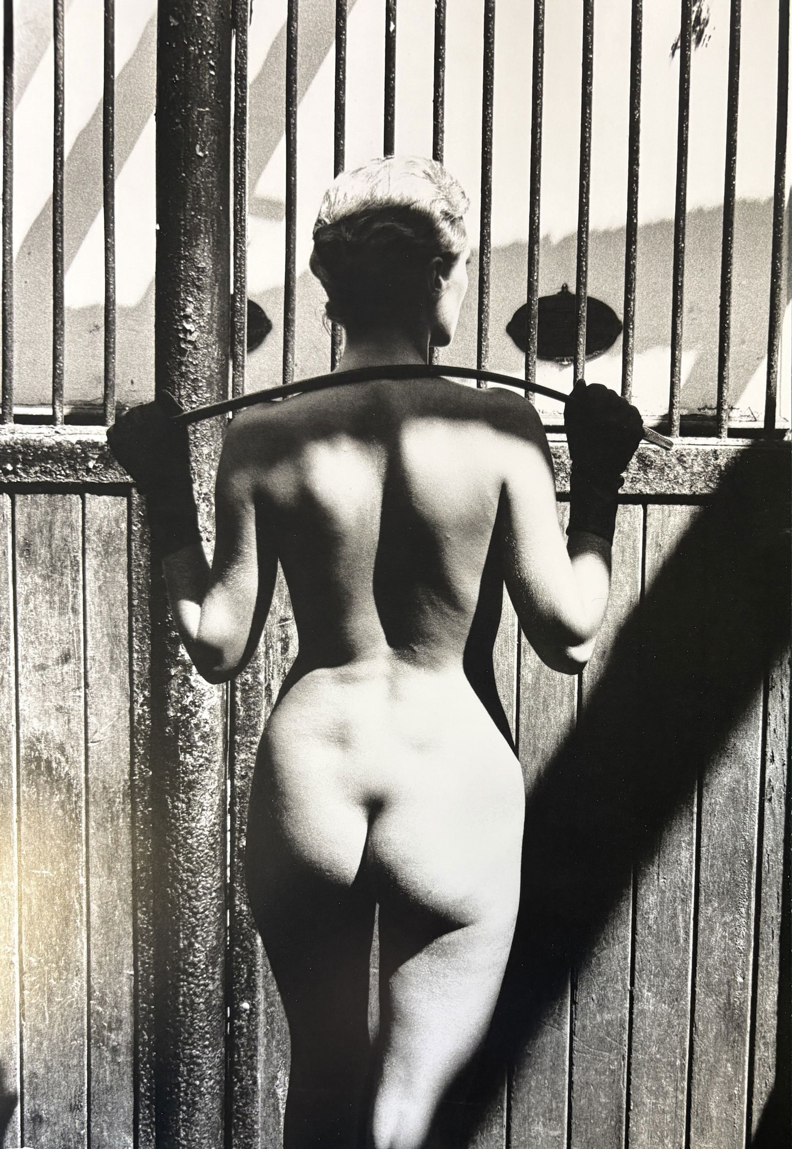 HELMUT NEWTON ROSELYN AT ARCANGUES PHOTO LITHO: Helmut Newton Roselyn at Arcangues Photo Litho mounted to board measuring at 9.5x14 inches.