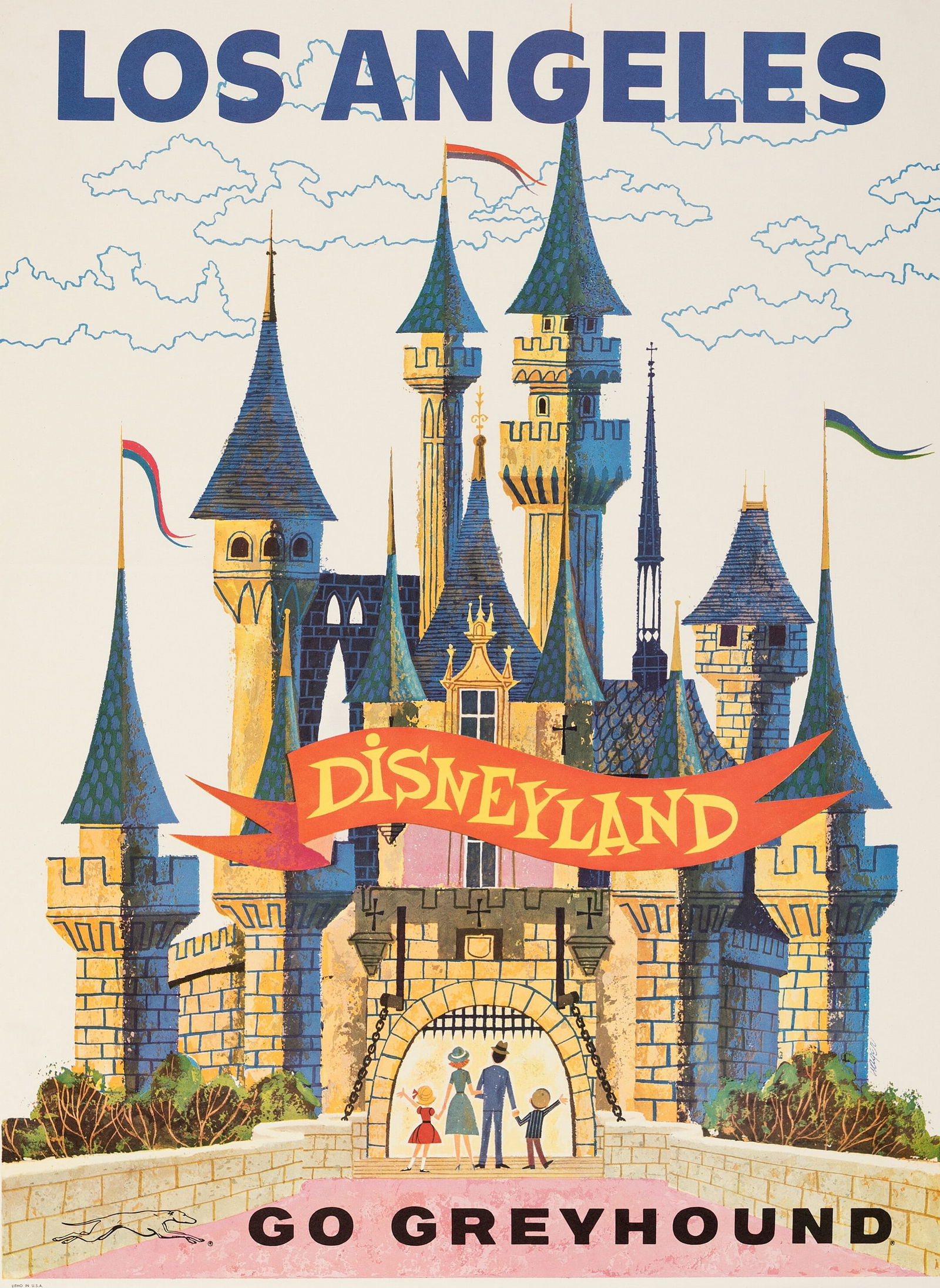 DISNEYLAND GO GREYHOUND TRAVEL POSTER (1 of 1)