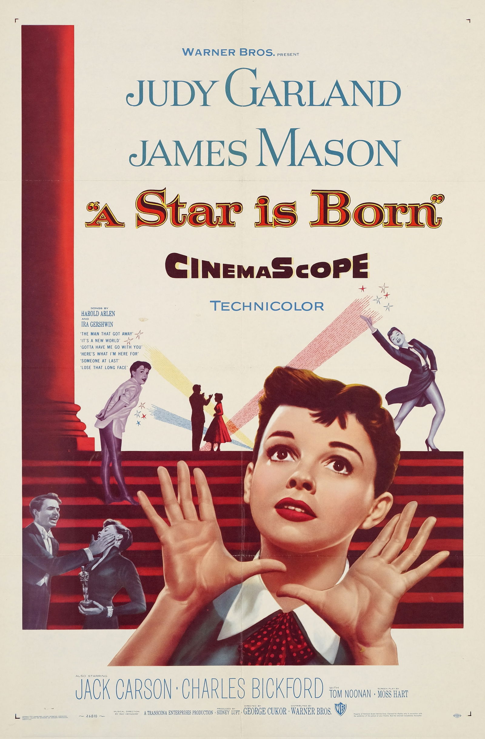 A STAR IS BORN POSTER PRINT: A Star is Born Poster Print mounted to same size linen measuring at 27x41 inches. Unknown print date.