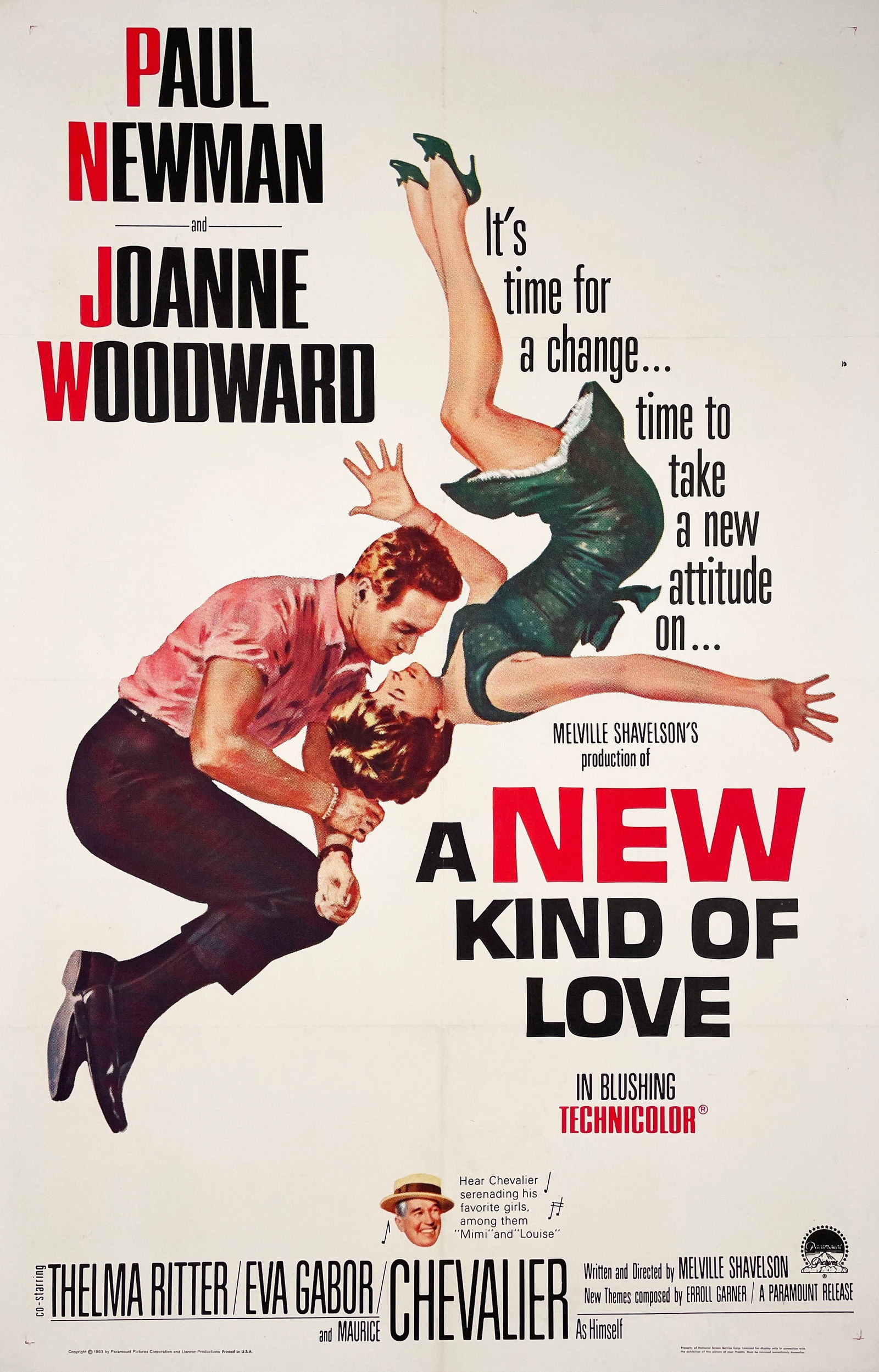 A NEW KIND OF LOVE POSTER PRINT: A New Kind of Love Poster Print mounted to same size linen measuring at 27x41 inches. unknown print date.