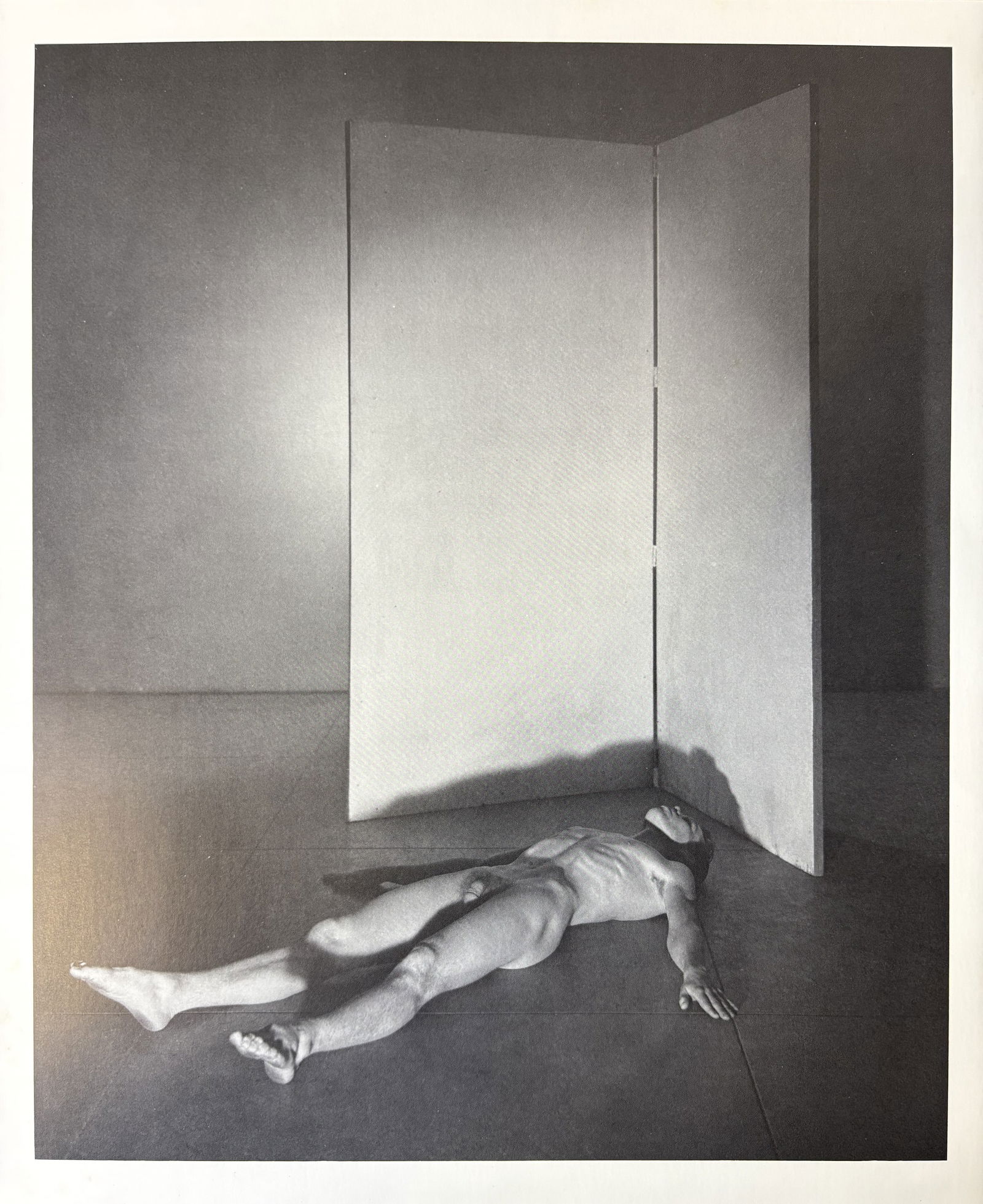 GEORGE PLATT LYNES MALE NUDE LYING ON FLOOR GRAVURE: George Platt Lynes Male Nude Lying on Ground Gravure mounted to same size board measuring at 9.75x12.25 inches