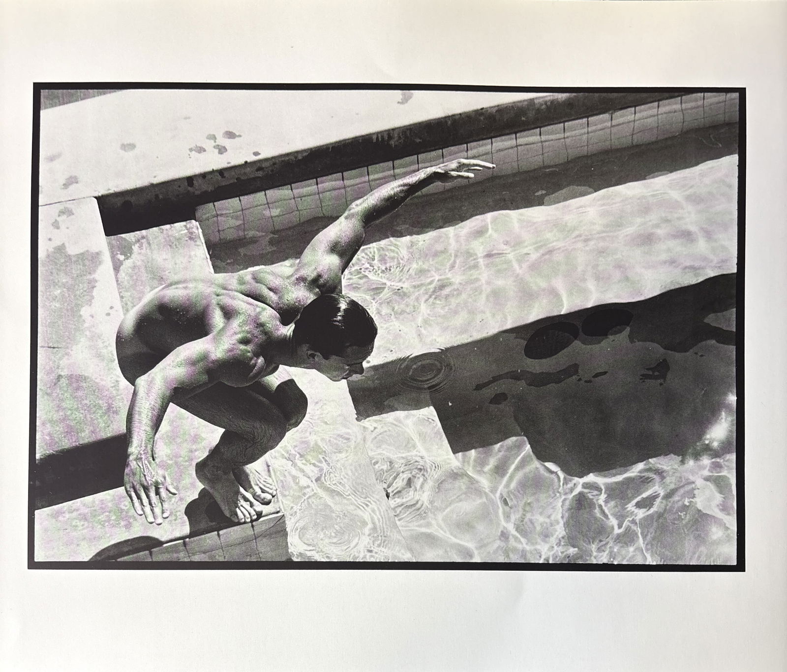 TOM BIANCHI HIGH DIVE PHOTO LITHO: Tom Bianchi High Dive Photo Litho mounted to same size board measuring at 9x10.5 inches