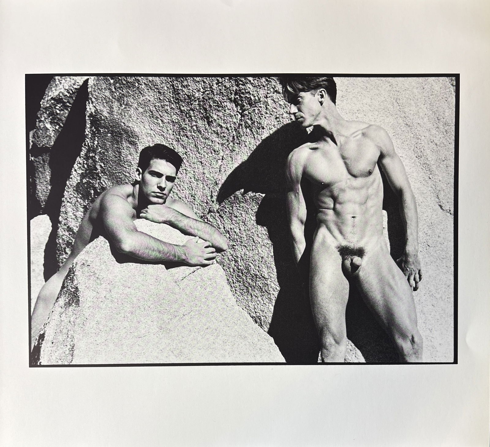 TOM BIANCHI TWO MALES NUDE PHOTO LITHO: Tom Bianchi Two Males Nude Photo Litho mounted to same size board measuring at 10x11 inches