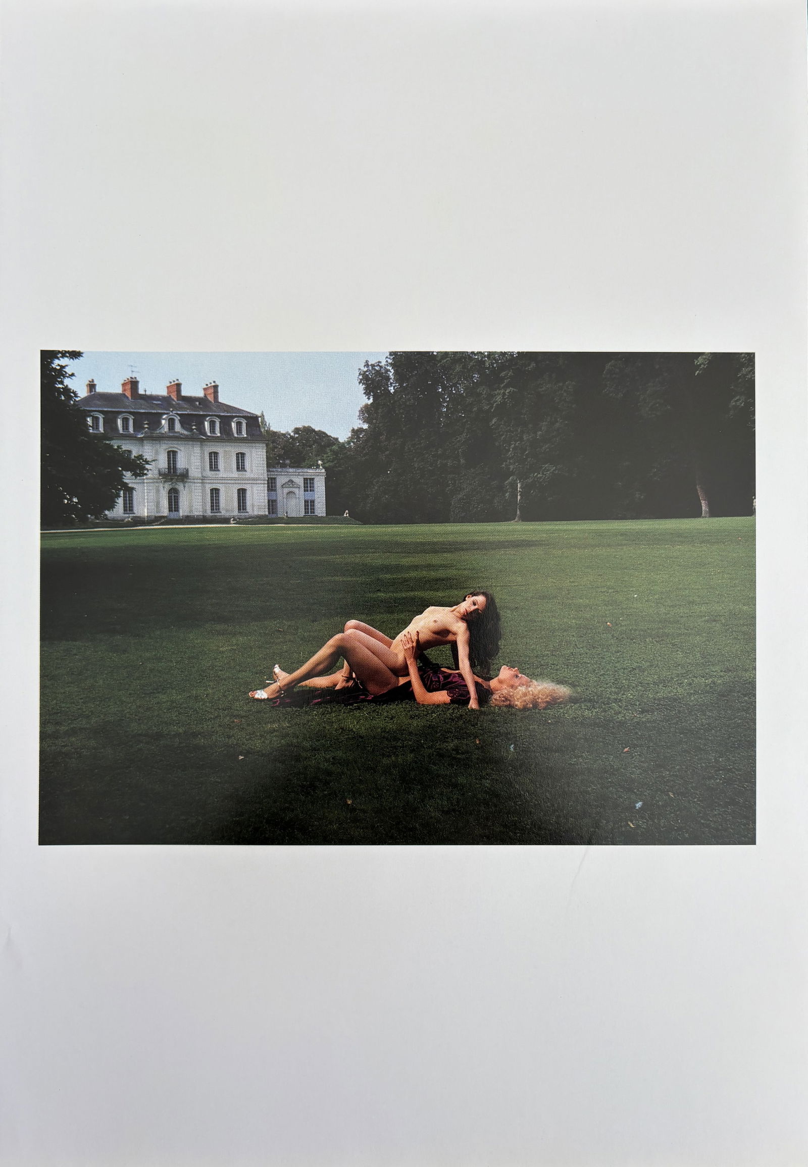 HELMUT NEWTON RUE AUBRIOT LITHO: Helmut Newton Rue Aubriot Litho mounted to same size board measuring at 8x11.5 inches