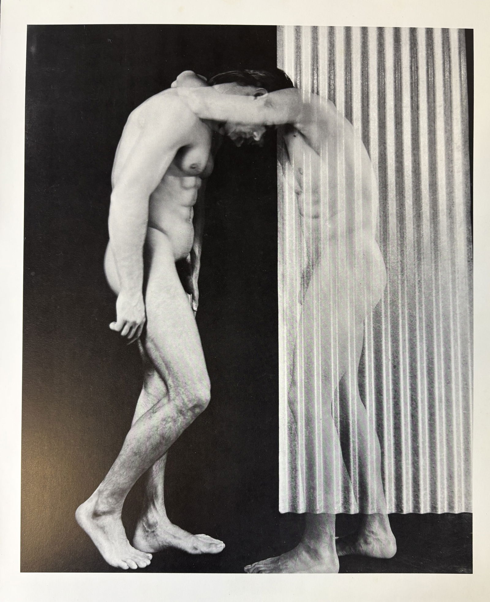GEORGE PLATT LYNES SURREAL MALE NUDE GRAVURE: George Platt Lynes Surreal Male Nude Gravure mounted to same size board measuring at 9.75x12.25 inches