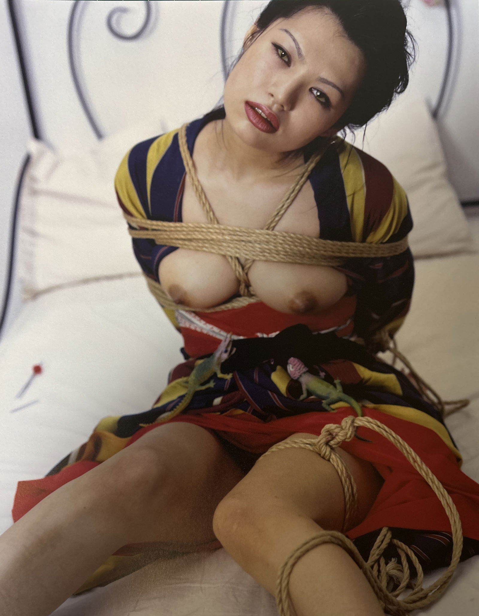 NOBUYOSHI ARAKI NUDE WOMAN PHOTO LITHO: Nobuyoshi Araki Nude Woman Photo Litho mounted to same size board measuring at 9.5x12 inches