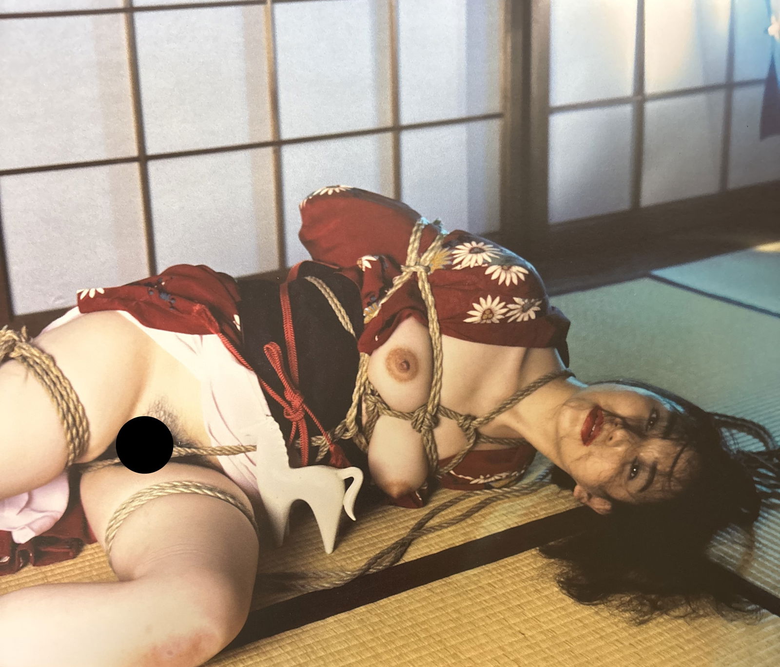 NOBUYOSHI ARAKI NUDE WOMAN PHOTO LITHO: Nobuyoshi Araki Nude Woman Photo Litho mounted to same size board measuring at 9.5x12 inches