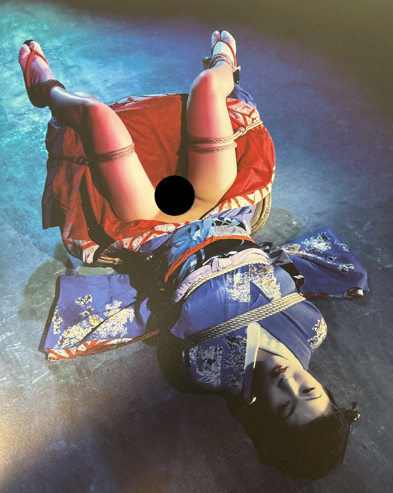 NOBUYOSHI ARAKI NUDE WOMAN PHOTO LITHO: Nobuyoshi Araki nude woman photo litho mounted to same size board measuring at 9.5x12 inches