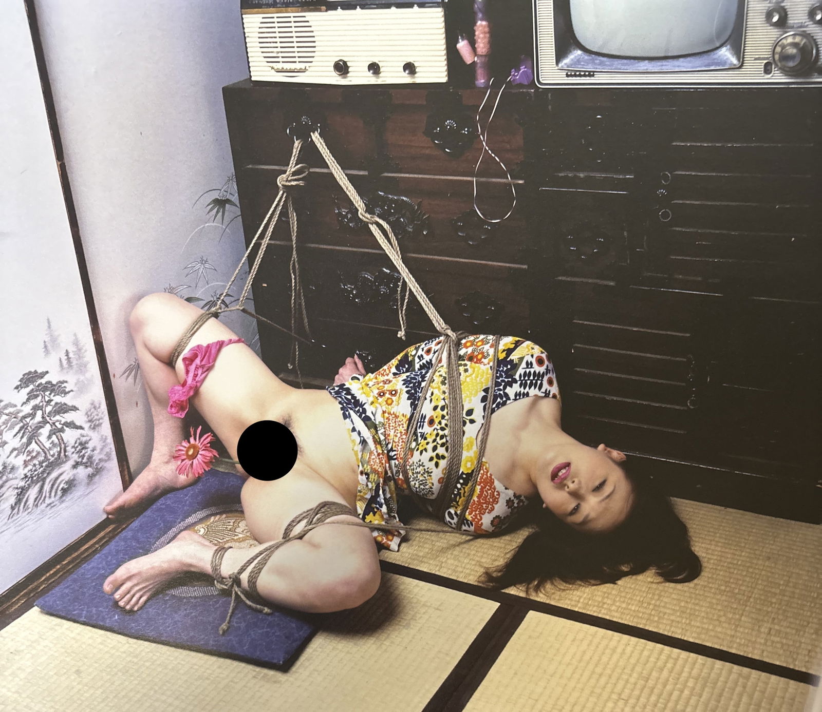 NOBUYOSHI ARAKI NUDE WOMAN PHOTO LITHO: Nobuyoshi Araki Nude Woman Photo Litho mounted to same size board measuring at 9.5x12 inches