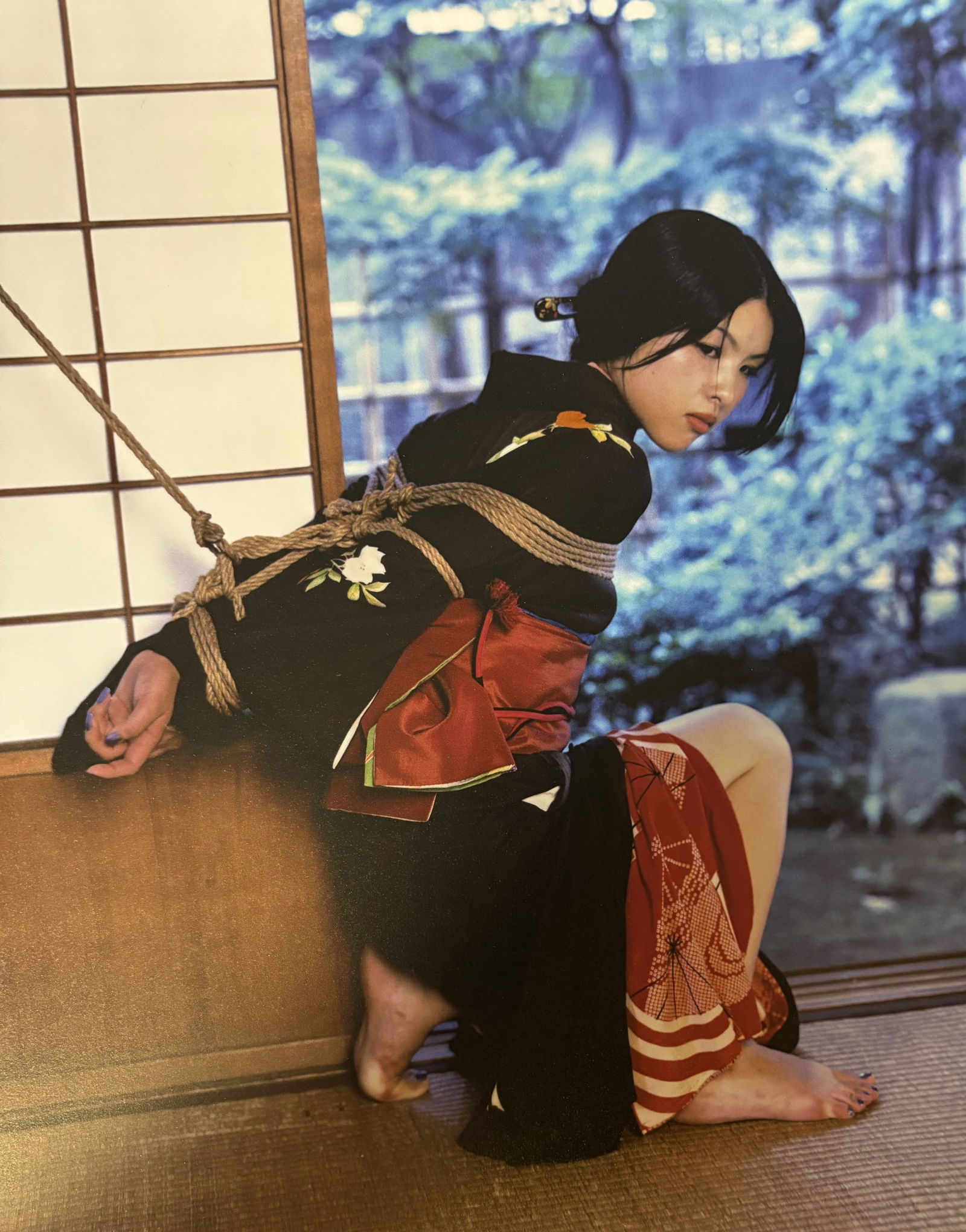 NOBUYOSHI ARAKI NUDE WOMAN PHOTO LITHO: Nobuyoshi Araki Nude Woman Photo Litho mounted to same size board measuring at 9.5x12 inches