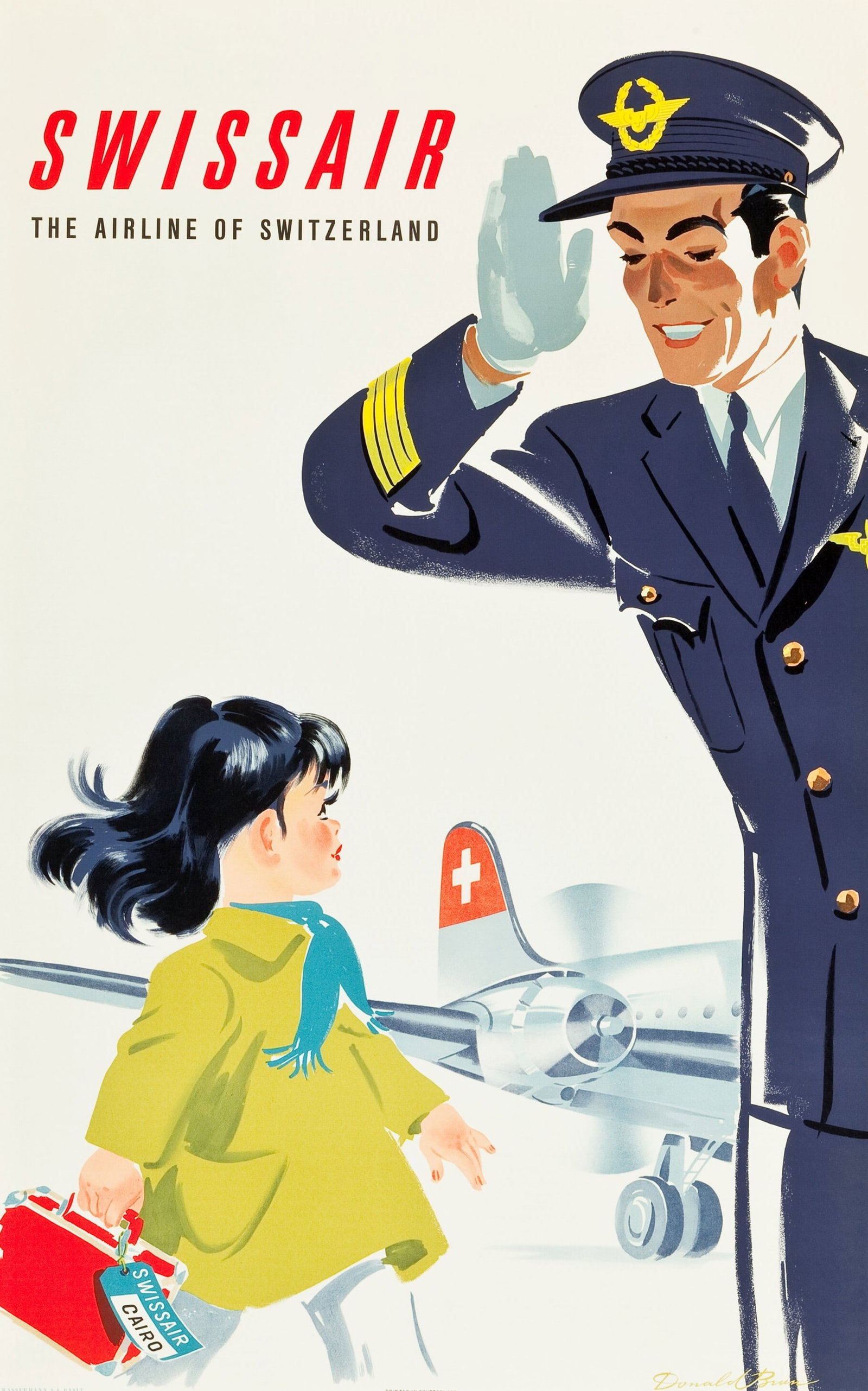 SWITZERLAND TRAVEL POSTER: Switzerland Travel Poster mounted to same size linen measuring at 25x40 inches