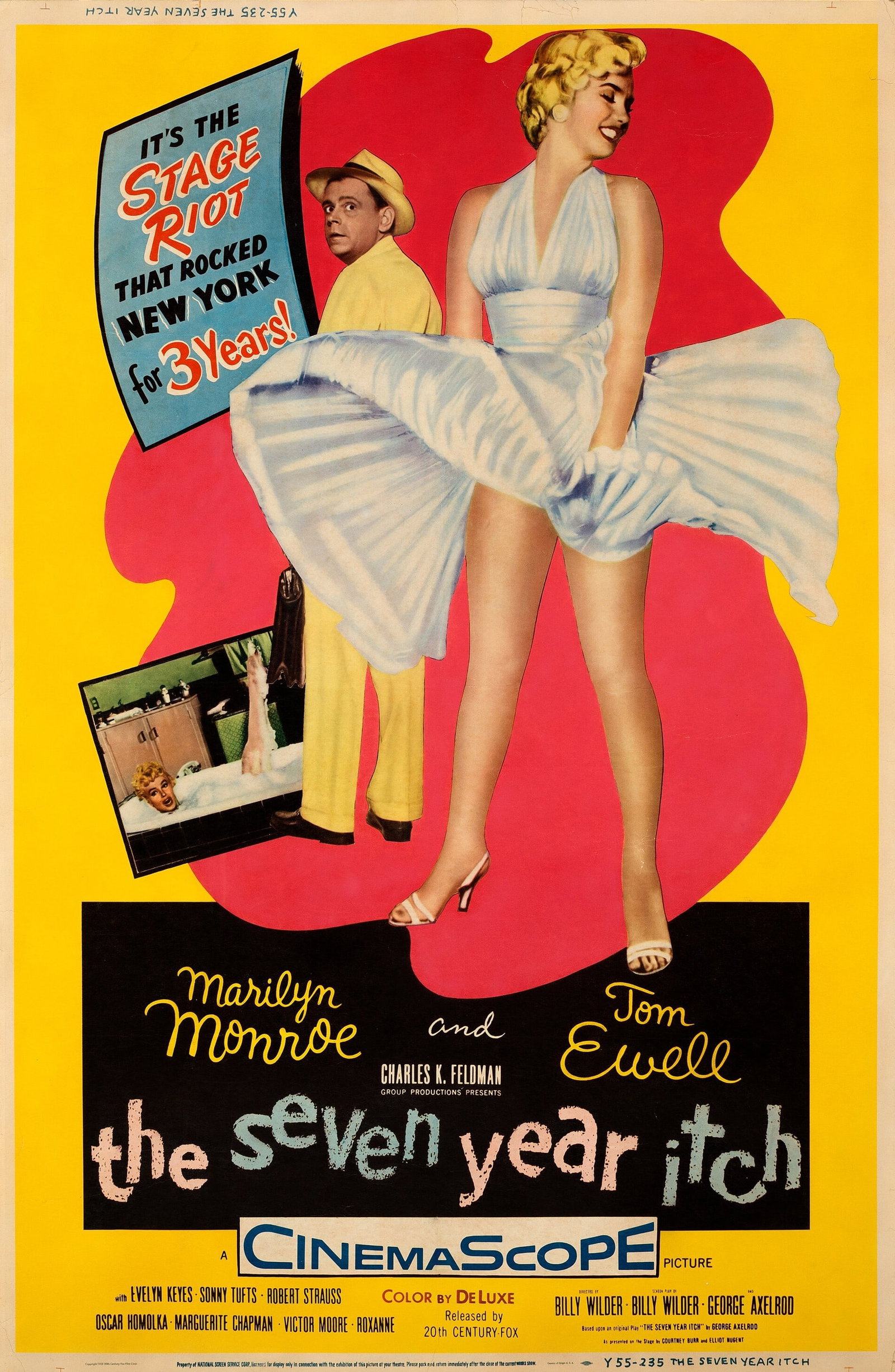 THE SEVEN YEAR ITCH POSTER PRINT: The Seven Year Itch Poster Print mounted to same size linen measuring at 40x60 inches. Unknown Print date.