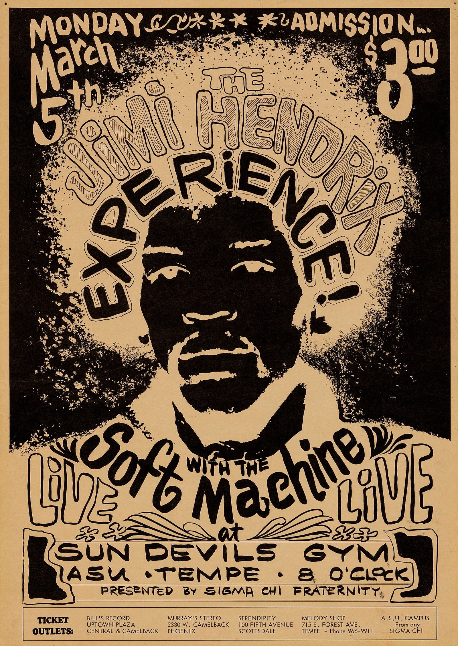 JIMI HENDRIX EXPERIENCE CONCERT POSTER PRINT (1 of 1)