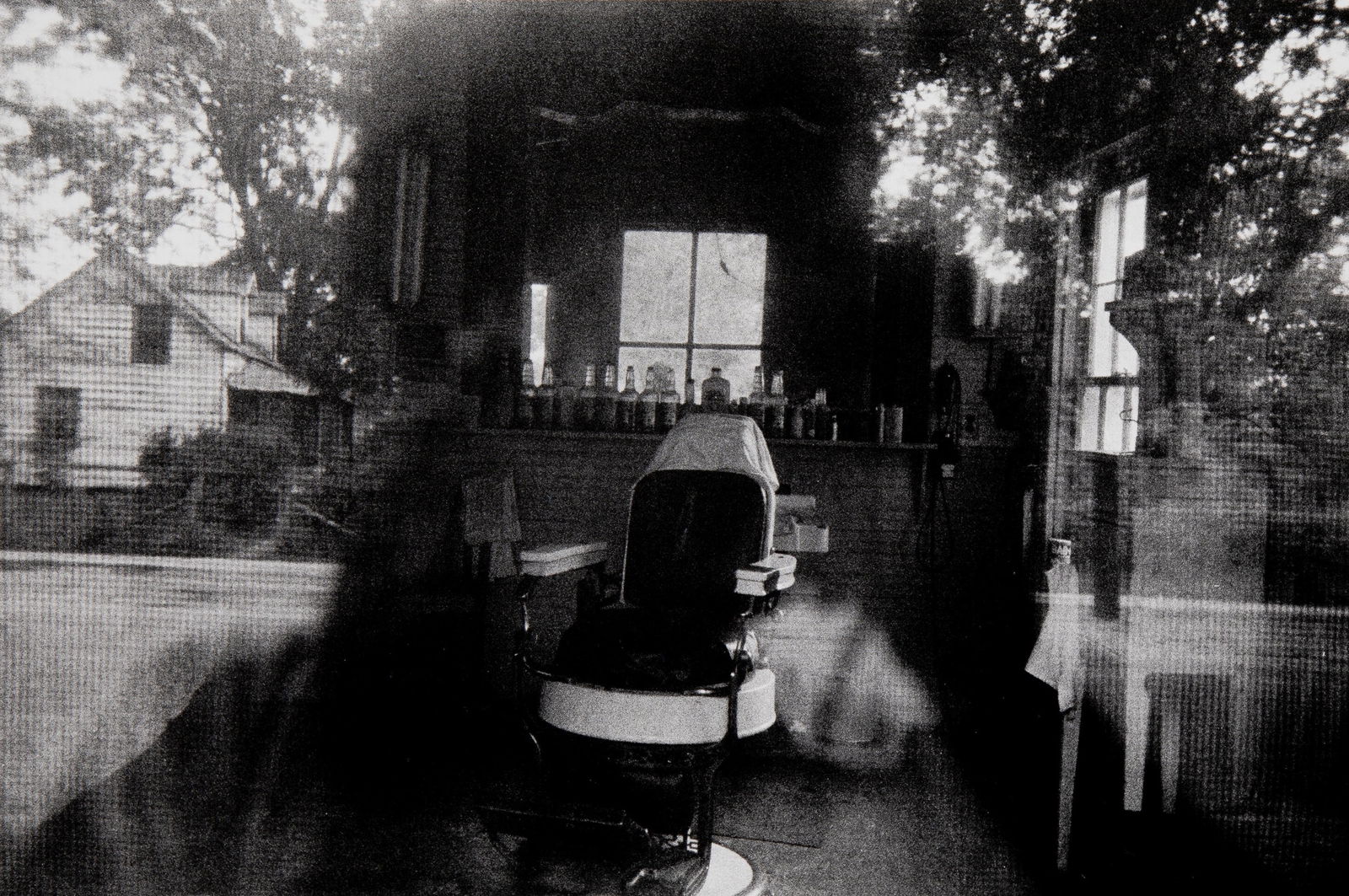 ROBERT FRANK BARBER SHOP PRINT: Robert Frank Barber Shop Print mounted to board measuring at 9.75x14.5 inches