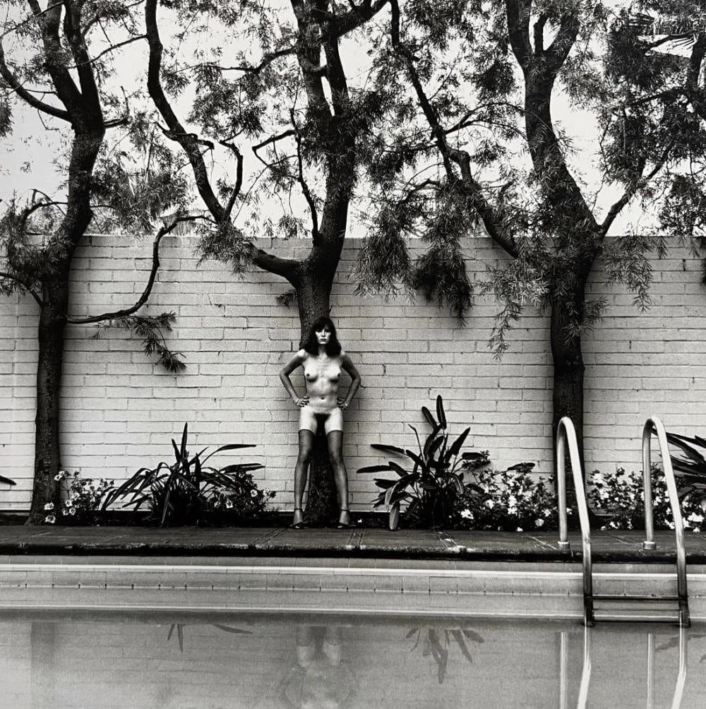 HELMUT NEWTON BIG NUDES PRINT: Helmut Newton Big nudes print mounted to board measuring at 8.25x10.25 inches