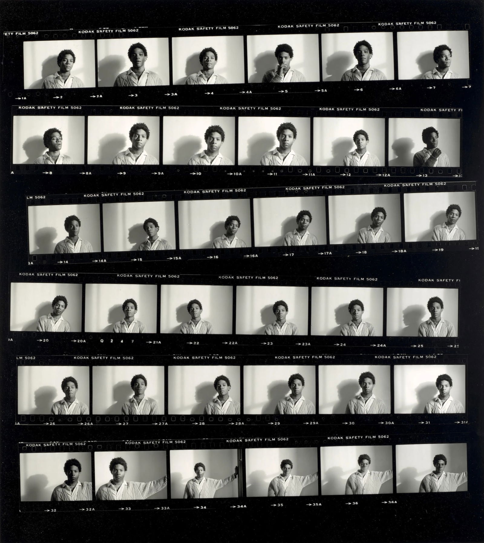 JEAN MICHEL BASQUIAT CONTACT SHEET PRINT: Jean Michel Basquiat Contact Sheet print measuring at 29.5x40 inches