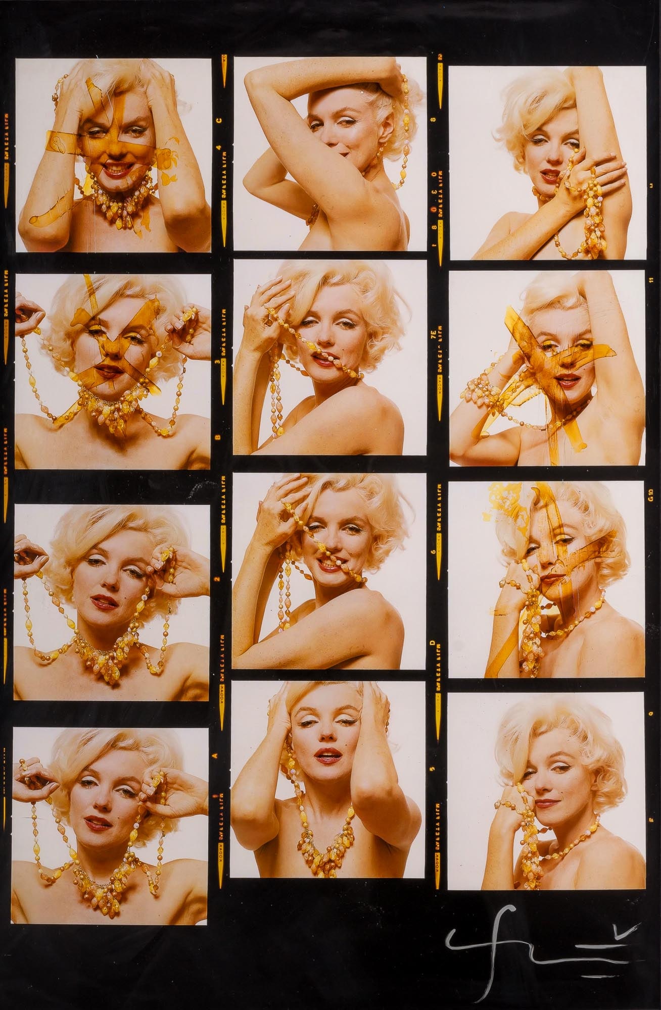 MARILYN MONROE LARGE CONTACT SHEET PRINT: Marilyn Monroe Large Contact Sheet Print measuring at 26x37 inches. Signed in the plate