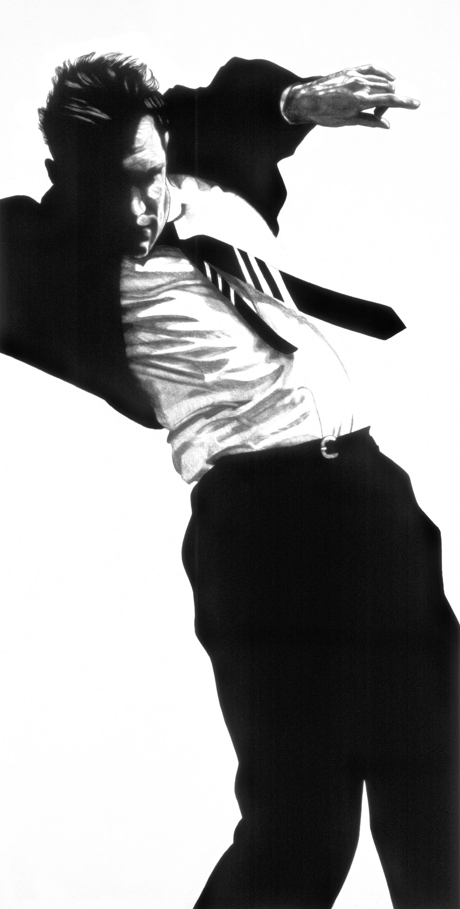 ROBERT LONGO MAN FALLING PRINT: Robert Longo Man Falling print measuring at 43x79 inches