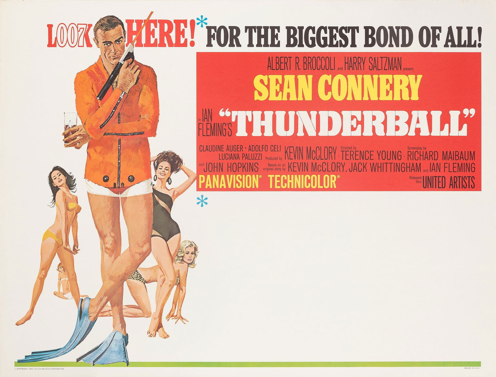 JAMES BOND THUNDERBALL UNITED ARTISTS POSTER PRINT (1 of 1)