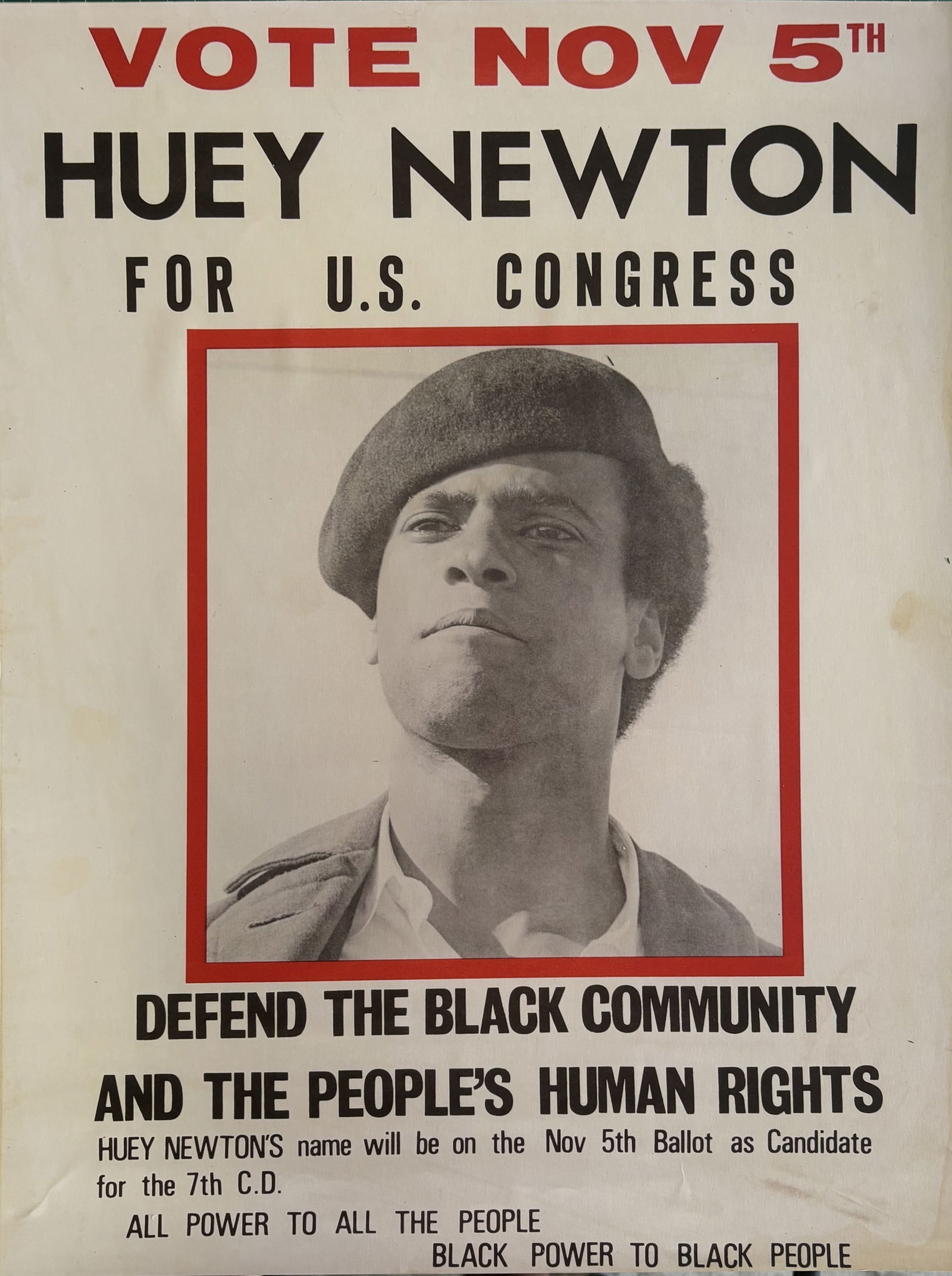 HUEY NEWTON VOTE NOW POSTER (1 of 1)