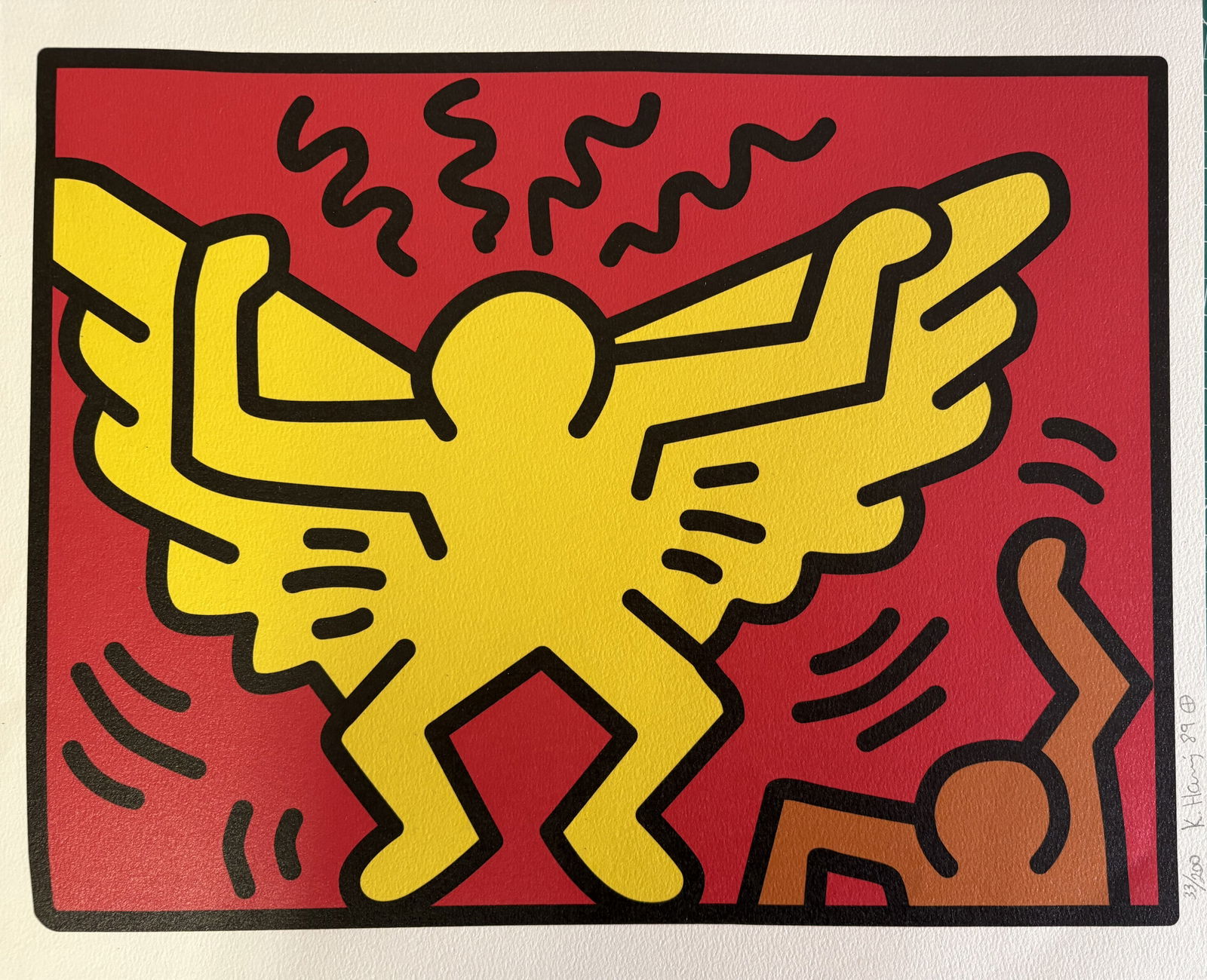 KEITH HARING POP SHOP IV SCREENPRINT: Keith Haring Pop Shop IV Screenprint measuring at 13.5x16.5 inches. Pencil signed on the right corner. Numbered 33/200.