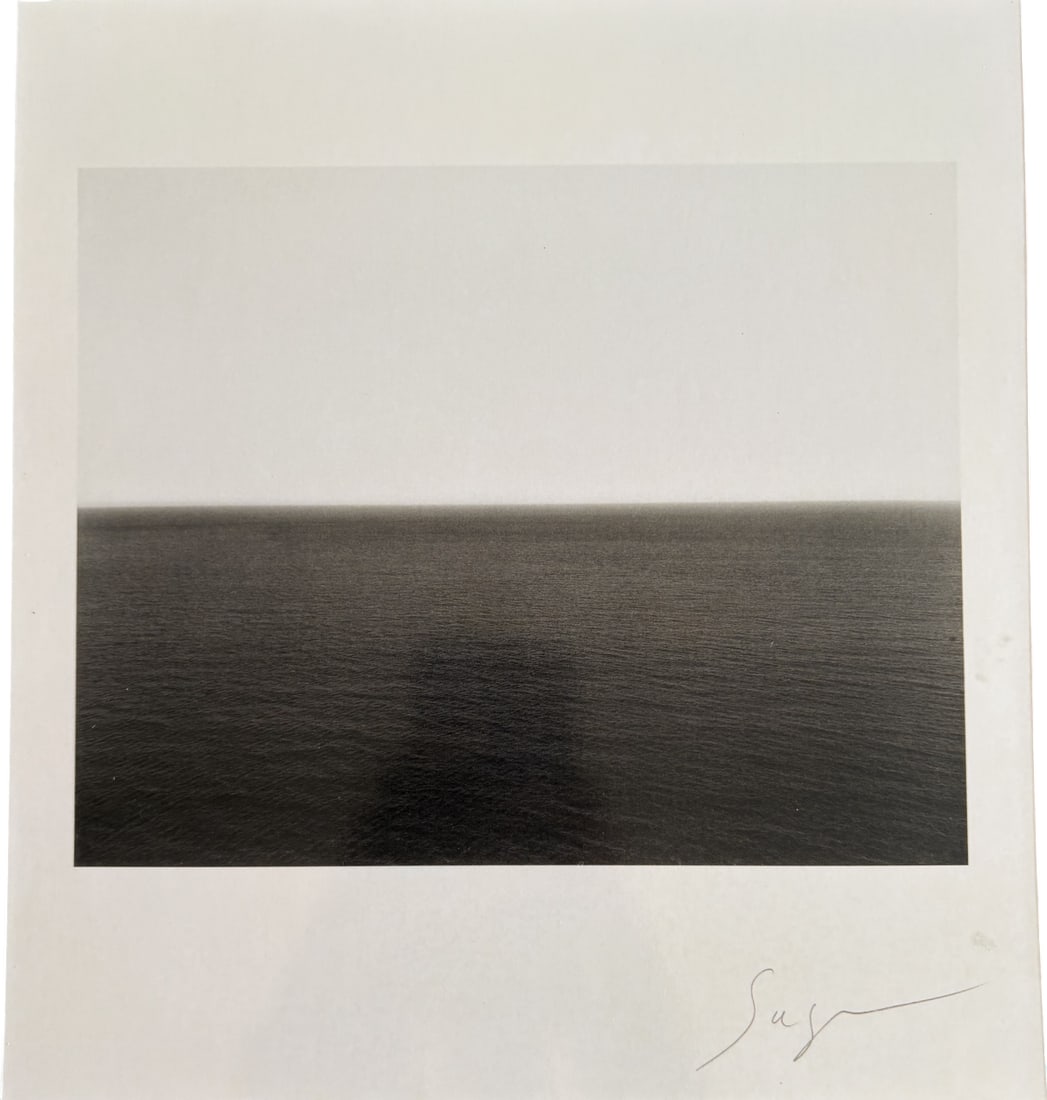 HIROSHI SUGIMOTO CARIBBEAN SEA PRINT: Hiroshi Sugimoto Caribbean Sea Print mounted to board measuring at 9.5x10.25 inches. Signed in the plate.