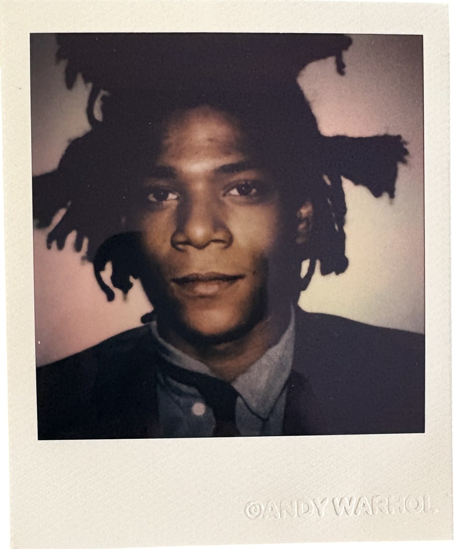 ANDY WARHOL JEAN MICHEL BASQUIAT POLAROID: Andy Warhol jean Michel Basquiat Polaroid measuring at 3.5x4.25 inches. Attributed to Andy Warhol.