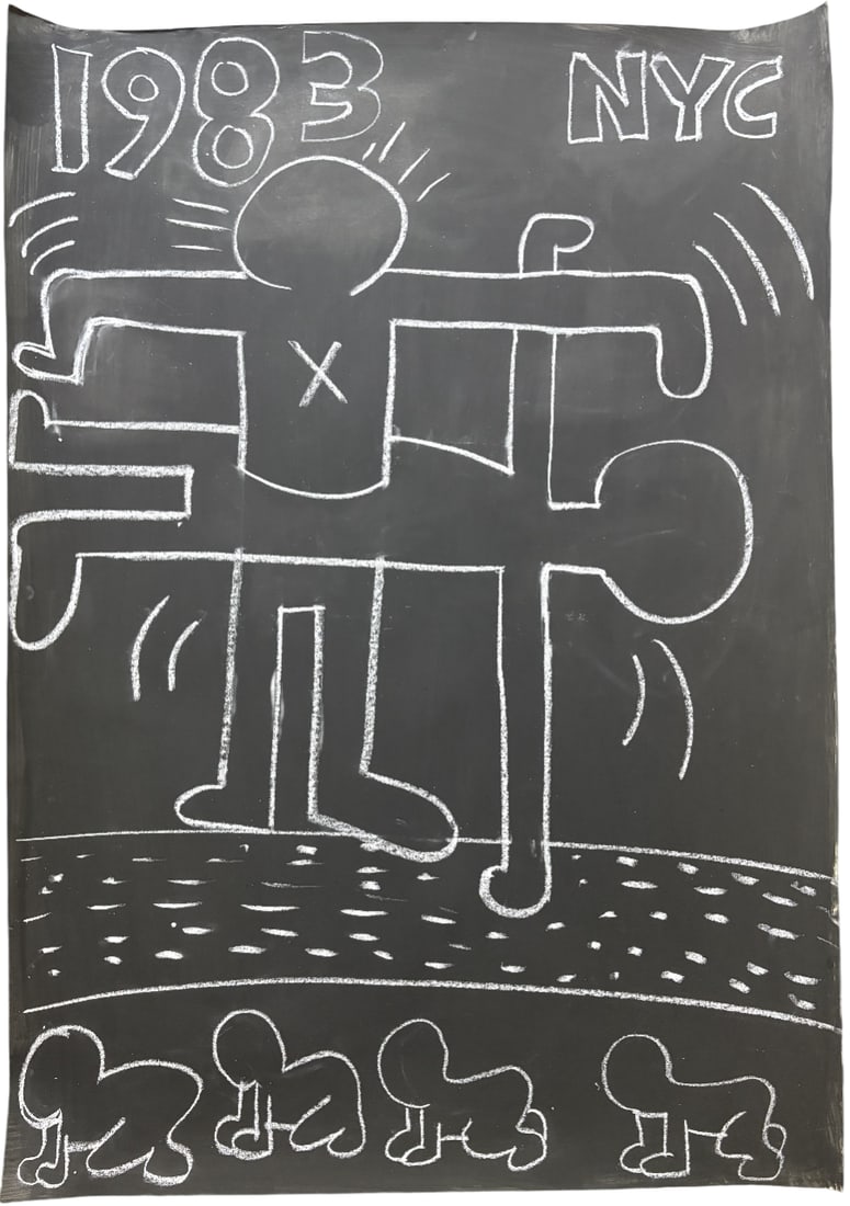 KEITH HARING BABY CHALK DRAWING: Keith Haring Baby Chalk Drawing measuring at 27x41 inches