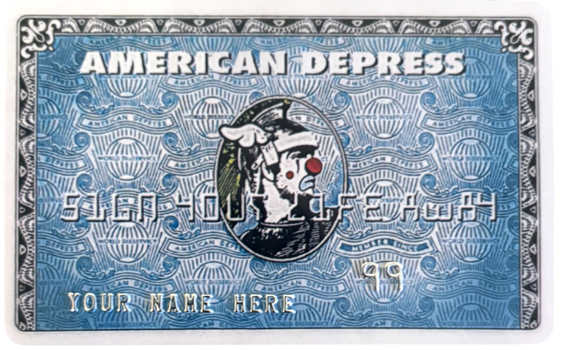 BANKSY AMEX CARD: Banksy amex card measuring at 2.25x3.5 inches