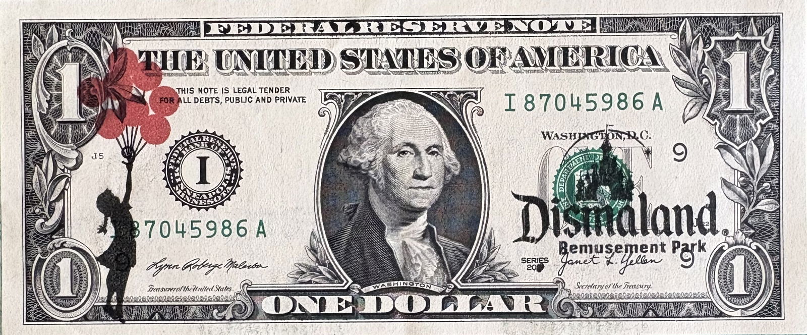 BANKSY GIRL HOLDING BALLOON DOLLAR BILL (1 of 1)