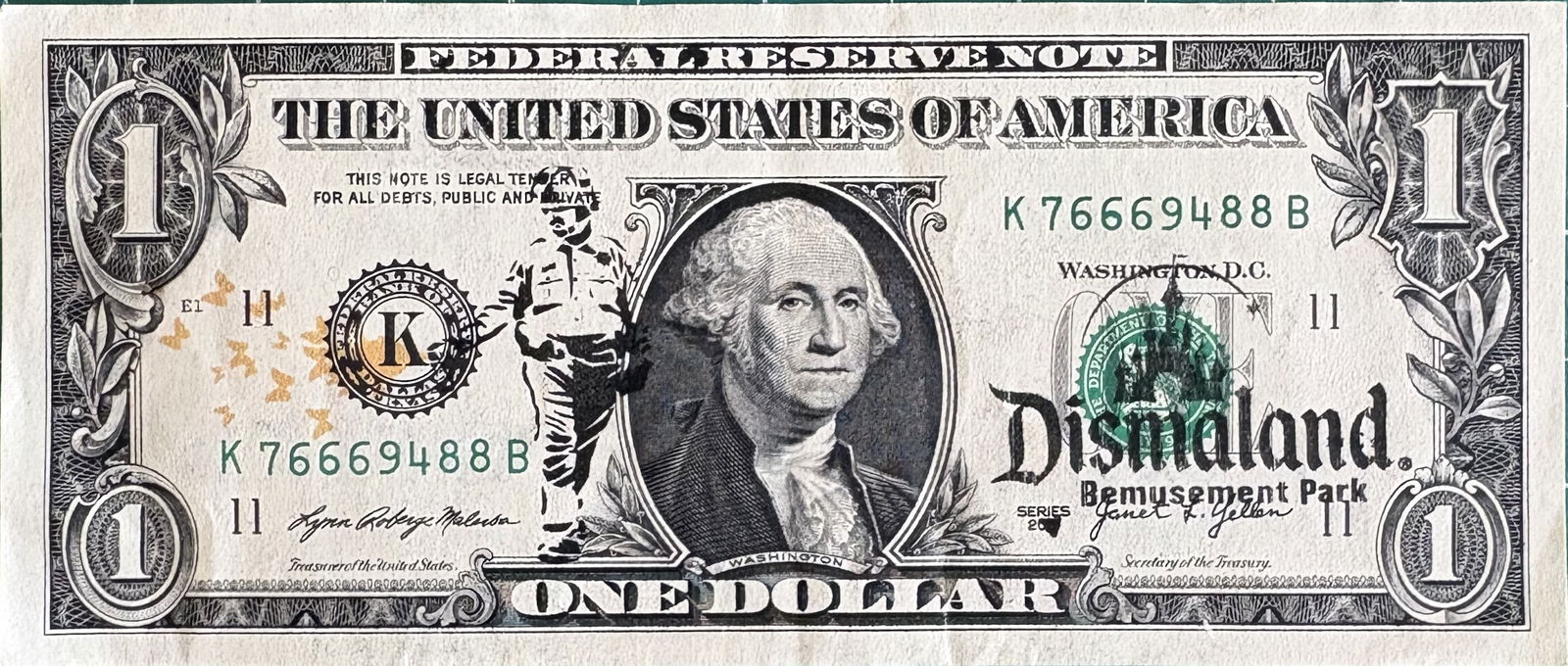 BANKSY OFFICER DOLLAR BILL (1 of 1)