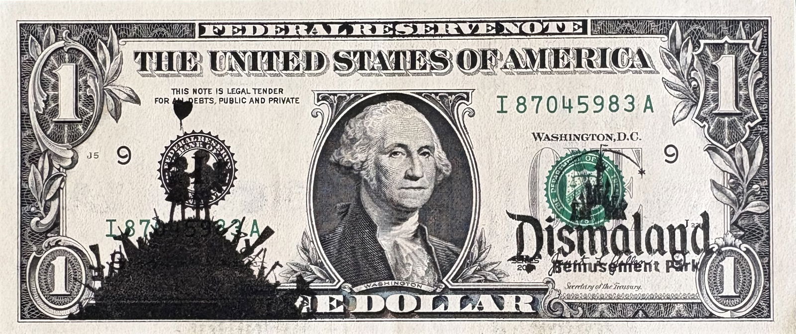 BANKSY KIDS ON MOUNTAIN DOLLAR BILL (1 of 1)