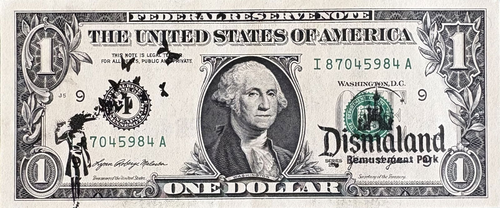 BANKSY BUTTERFLIES DOLLAR BILL (1 of 1)