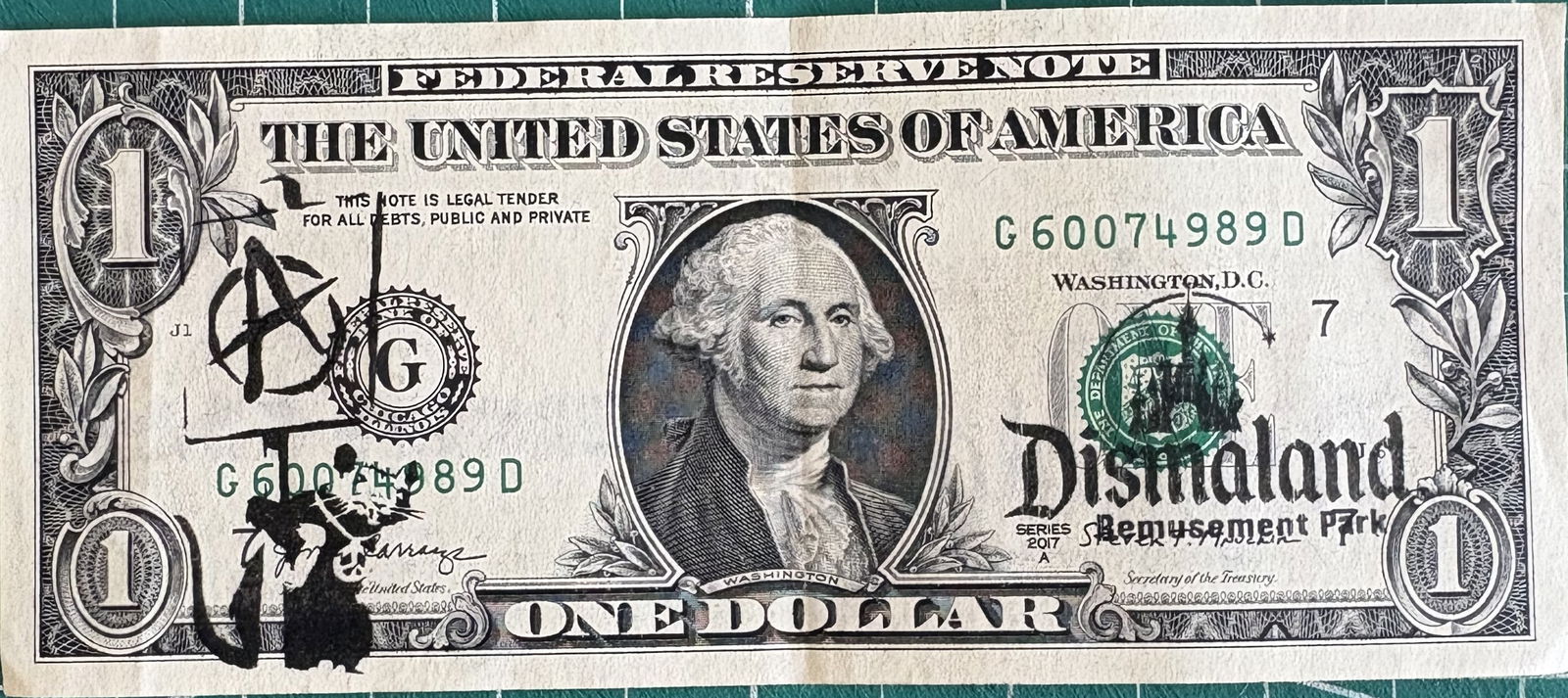 BANKSY DISMALAND RAT DOLLAR BILL (1 of 1)