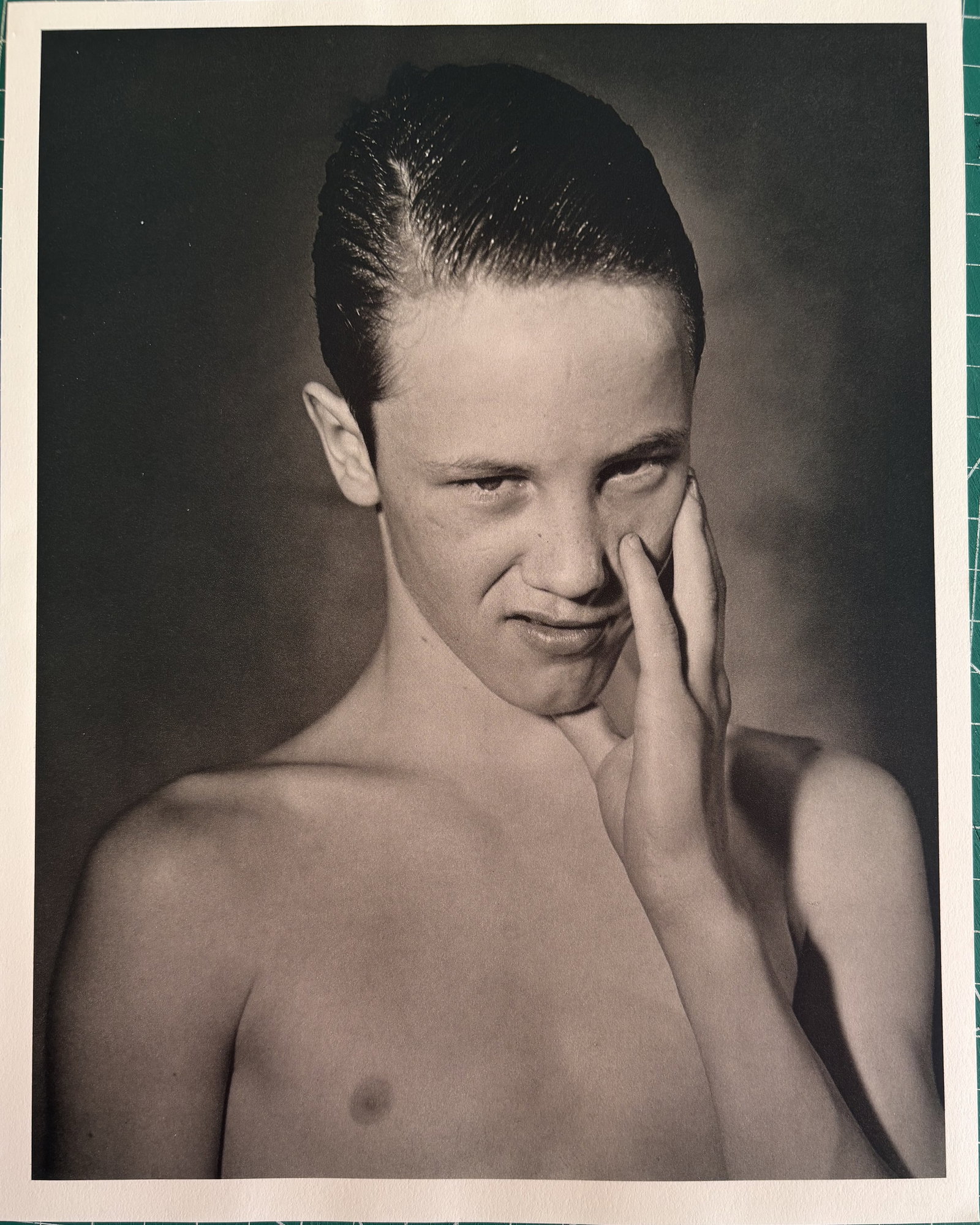 BRUCE WEBER DAMIEN JASMER PHOTO LITHO: Bruce Weber Damien Jasmer Photo Lithograph mounted to same size board measuring at 9x12 inches