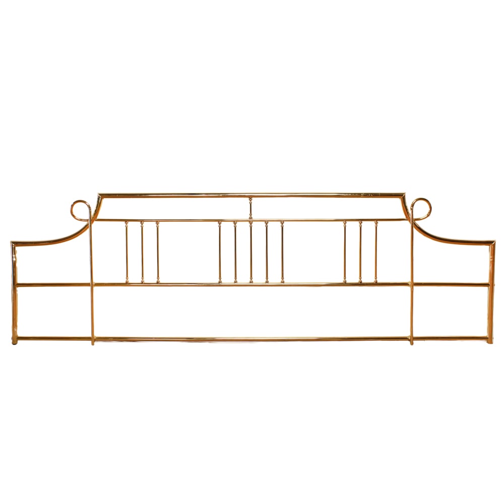 Group of five brass double bed headboards 20th century 102x315 cm.: made of shaped tubular brass; minor wear.