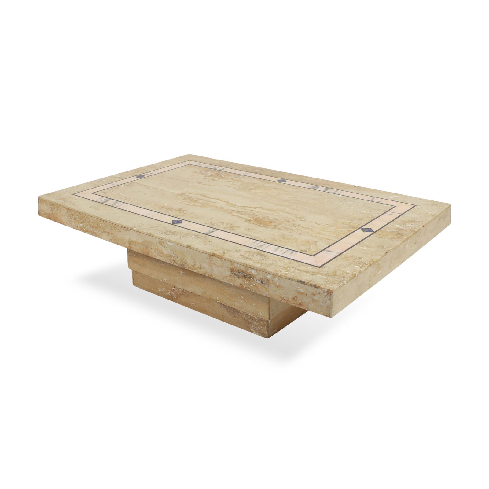 Italian manufacture Italy, 80s 38x140x92 cm.: marble veneered coffee table