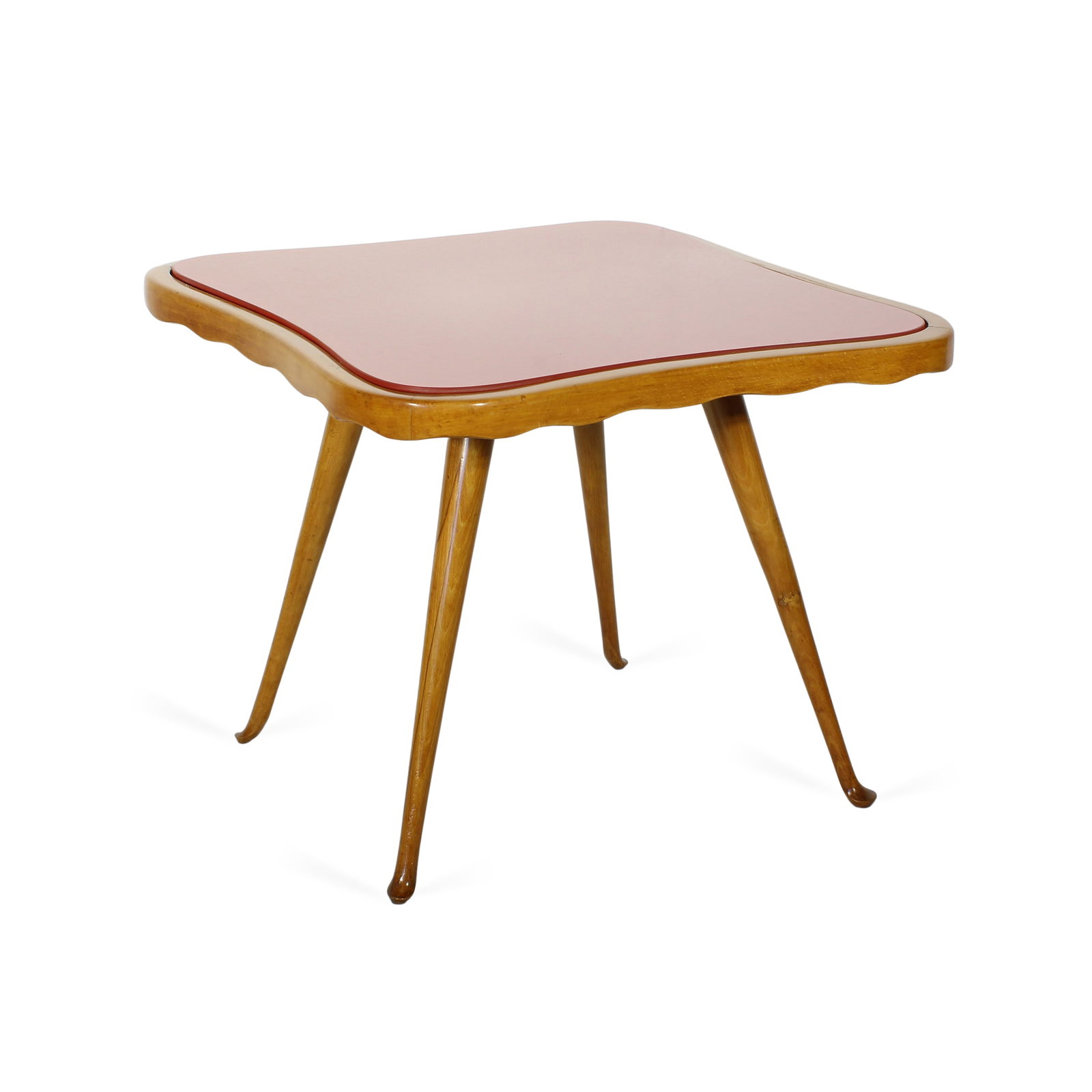 Italian manufacture Italy, 1950s 49x59x59 cm.: coffee table in wood and glass