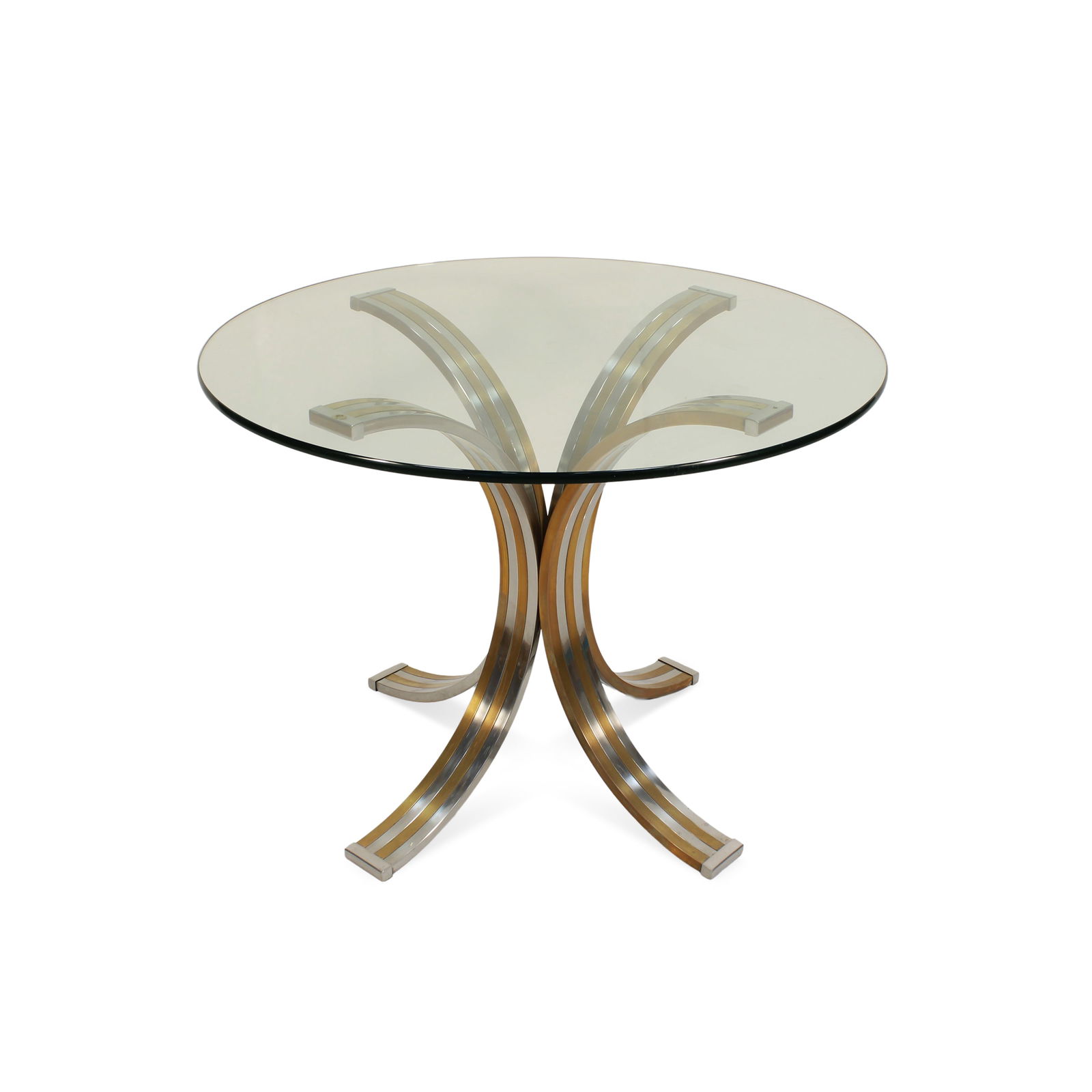 Romeo Rega, attributed Italy, 70s 76x109 cm.: table in brass, steel and crystal