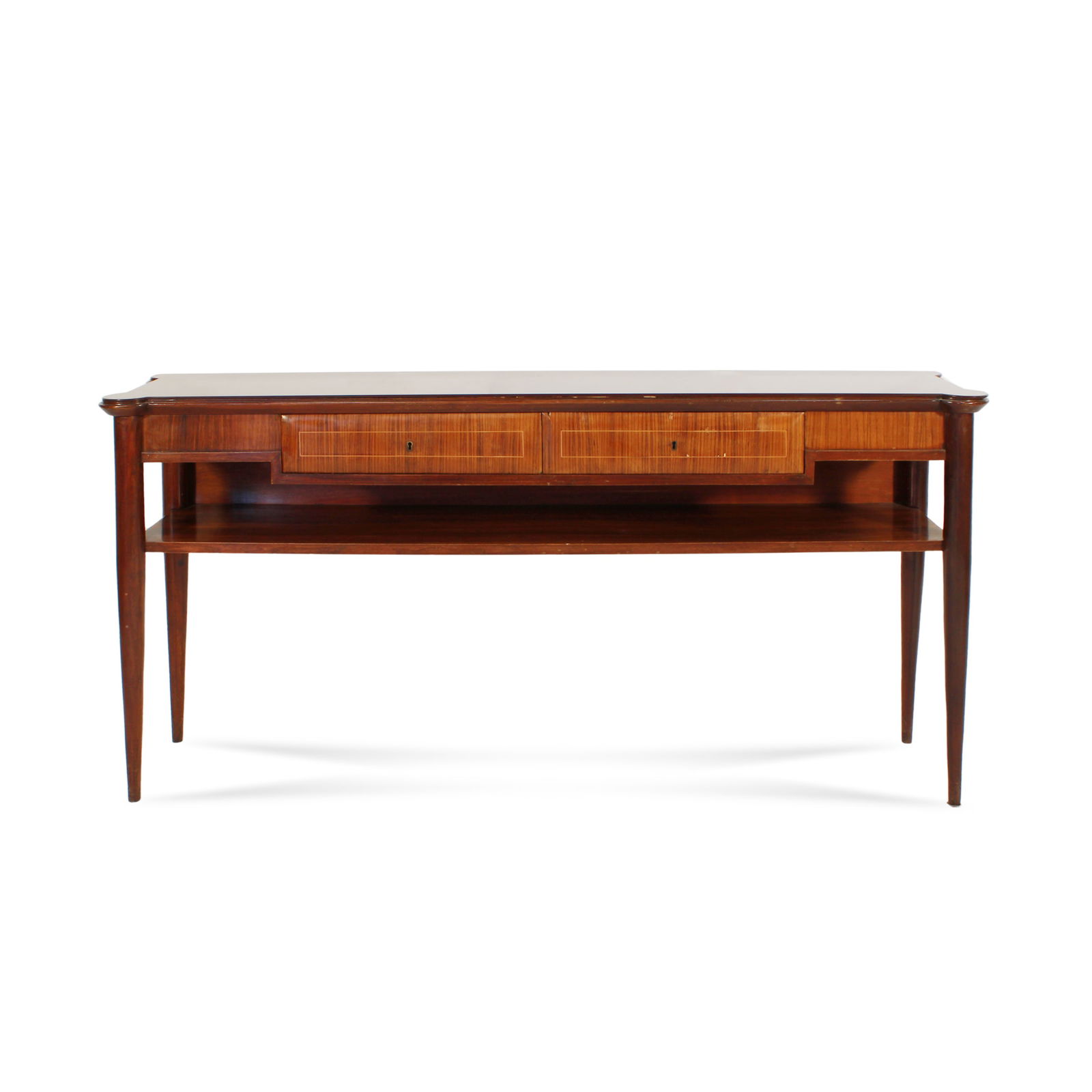 Prod. Dassi Italy, 1940s 90x174x38 cm.: wood and glass console