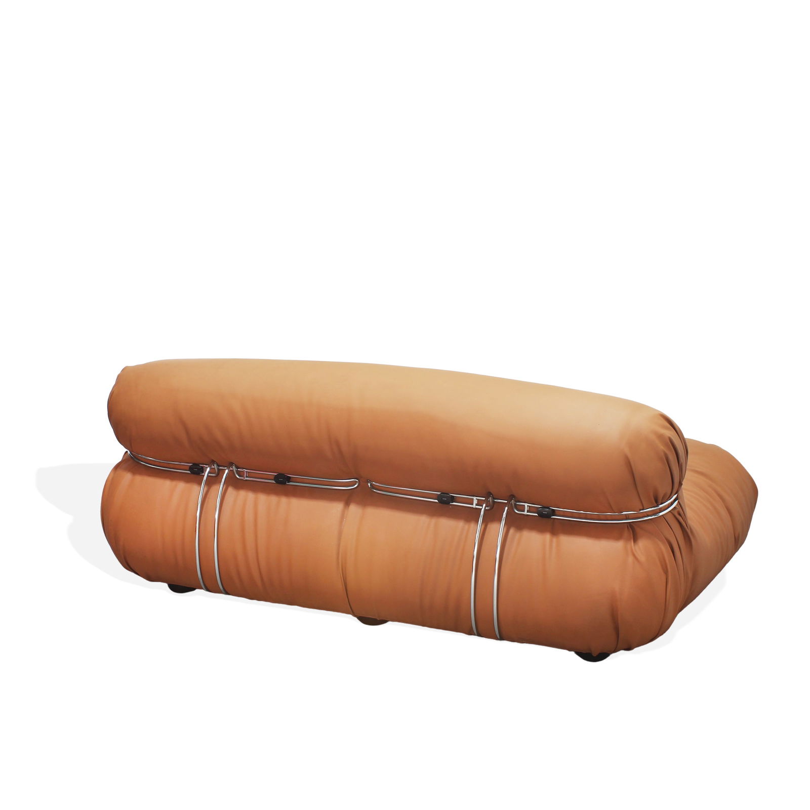 Afra & Tobia Scarpa, prod. Cassina Italy, 60s/70s 67x160x90 cm.: Sofa, model Soriana chromed tubular steel frame and faux leather upholstery, with manufacturer?s label.Bibliography:G. Gramigna, Le Fabbriche del design. I produttori dell?arredamento domestico in Ita