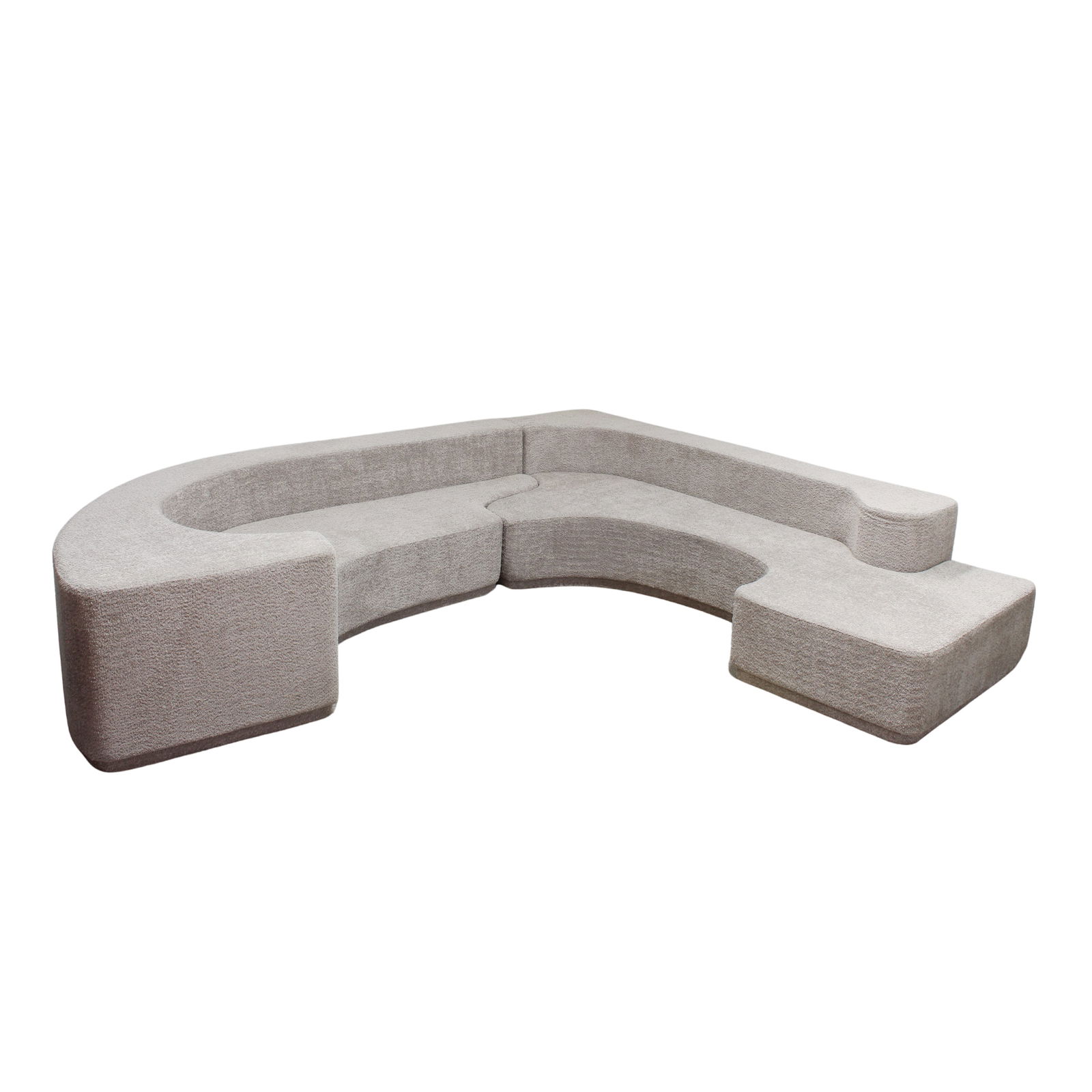 Roberto Pamio, Renato Toso and Noti Massari, prod. Stealwood Italy, 70s. 58x255x304 cm: sofa, model Lara upholstered fabric, with manufacturer?s label.Bibliography:Domus, no. 538, January 1974.