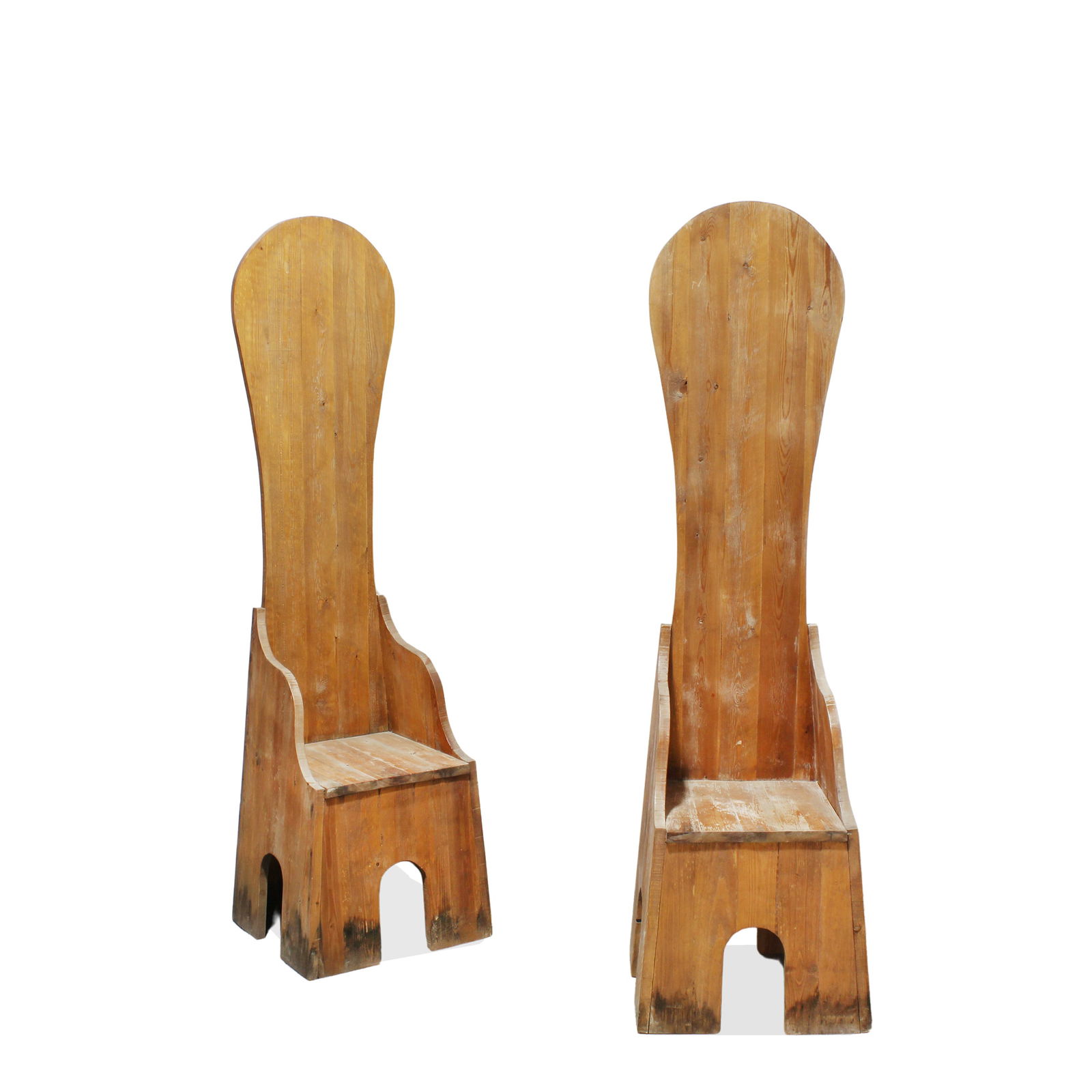 Mario Ceroli produced. Poltronova Italy, 70s 57.5x50x188 cm: Throne chair, model Mobili nella valle wood.Bibliography: L. Ficacci, Mario Ceroli ? Carte, Mazzotta, Milan, 2002, p. 64.