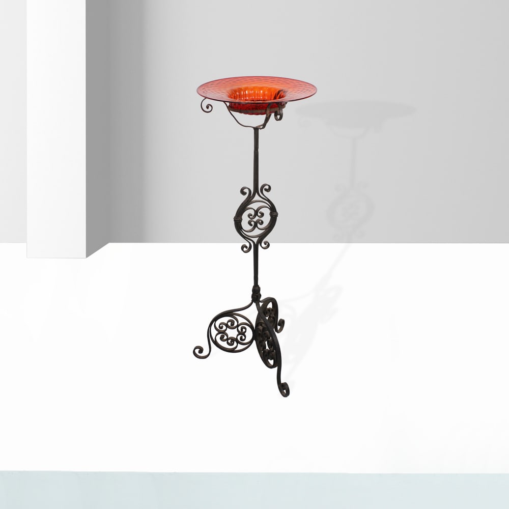 Italian manufacture Italy, 20th century h. max 109 cm: wrought iron floor ashtray.