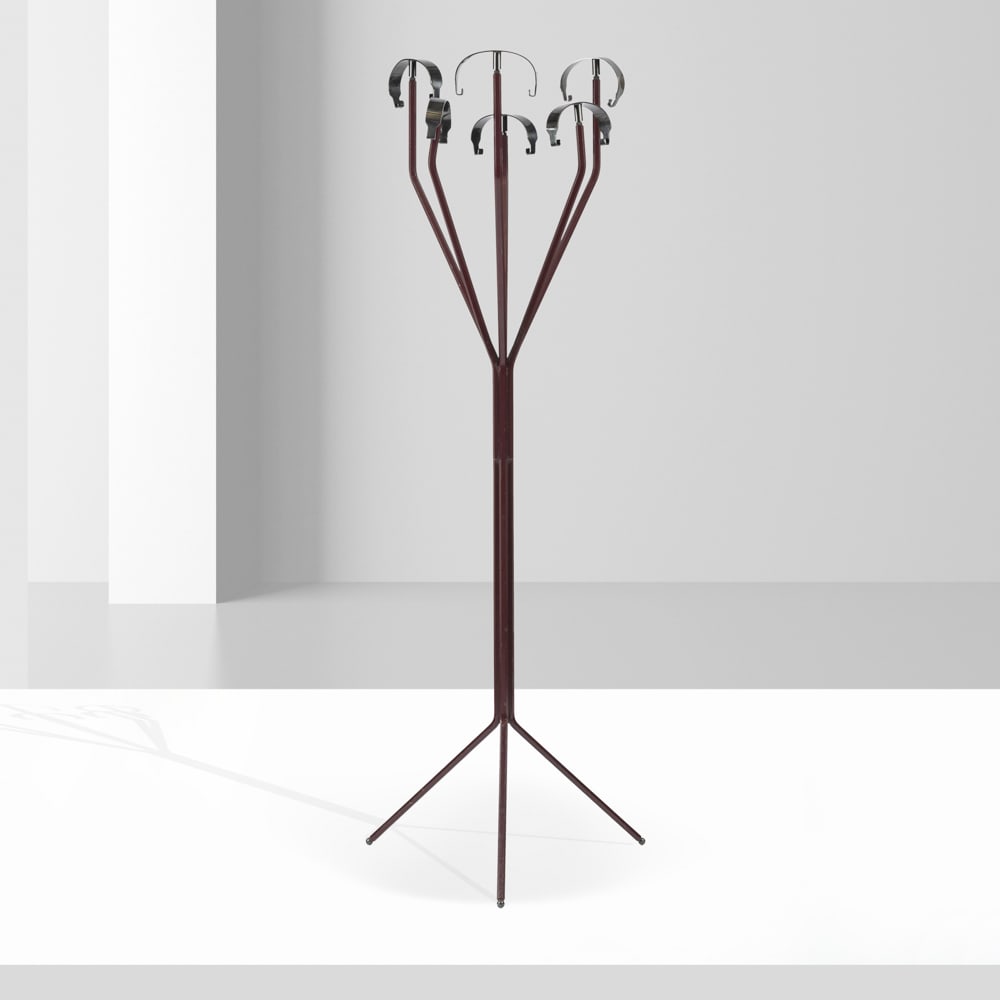 Studio BBPR, prod. Artemide Italy, 60s h. 157cm.: coat hanger mod. Erato, brass and metal