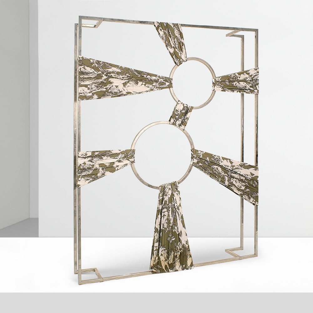 Roberto Cavalli Firenze 1940-2024 220x170x28 cm.: Light sculpture in steel and fabric, created for the Roberto Cavalli boutique, Milan.