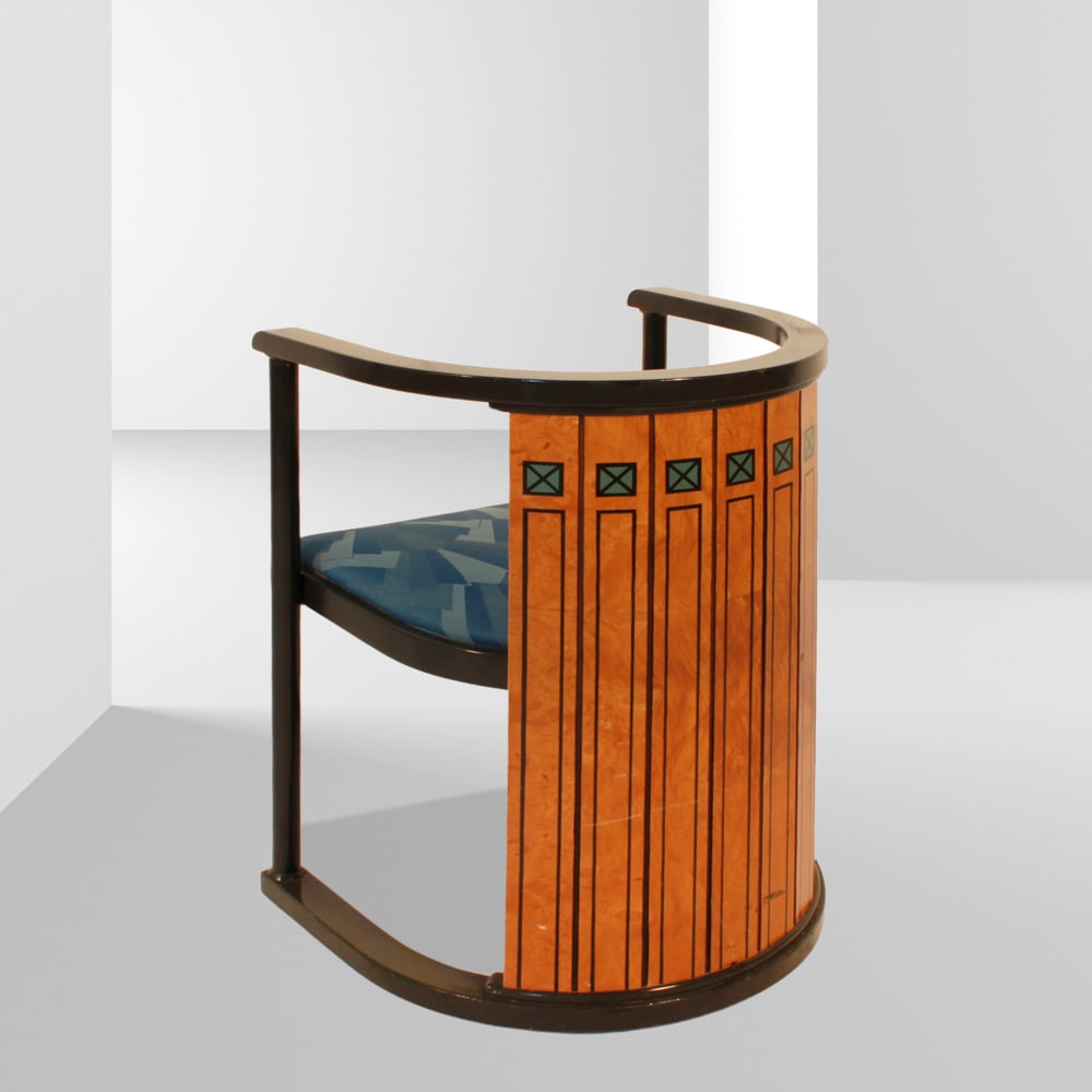 Annibale Colombo, attributed Italy, 80s 79x58x46 cm.: armchair in wood and fabric