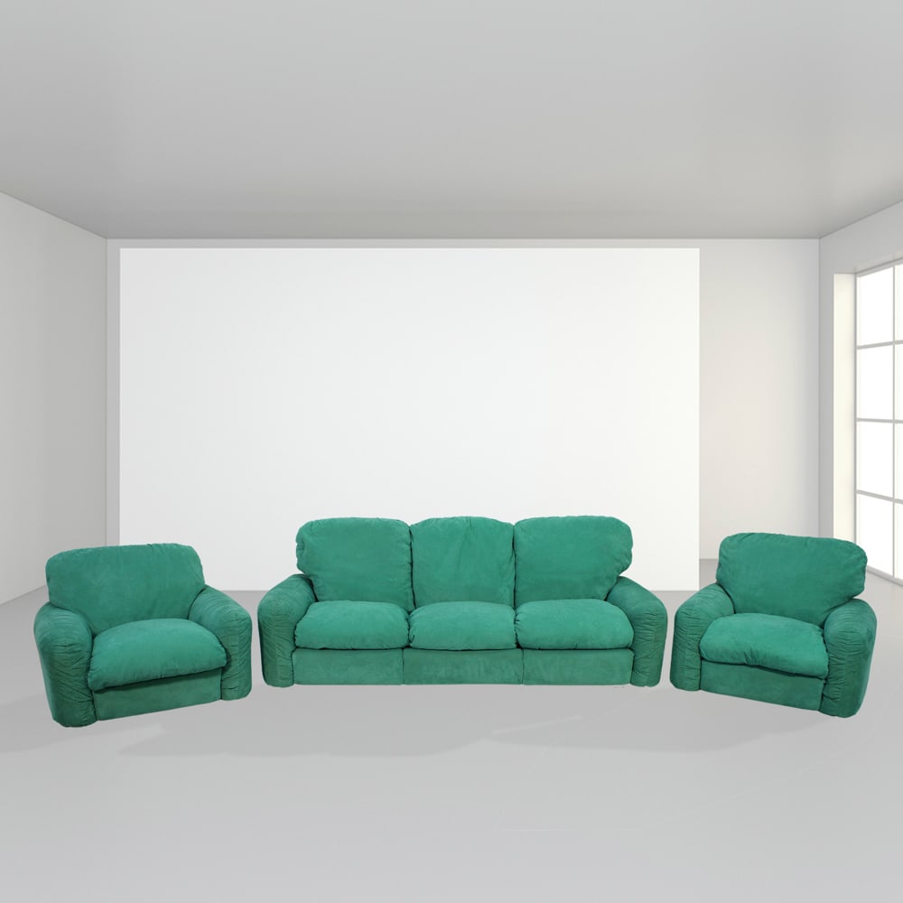 Arrigo Arrigoni prod. Busnelli Italy, 70s sofa: 70x200x85 cm. - armchairs: 70x96x85 cm. (1 of 2)